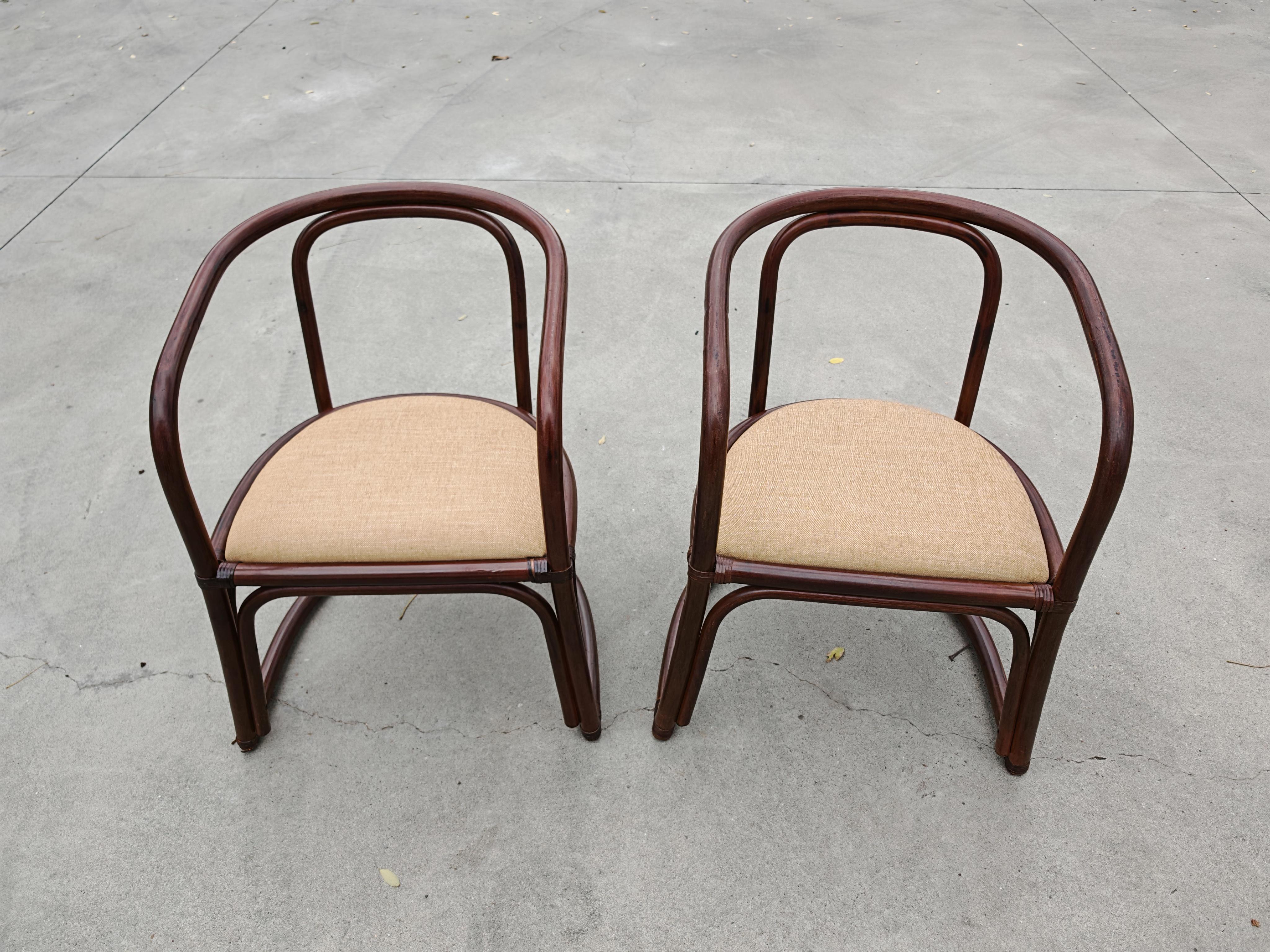 Juego de 6 sillones de bambú para un comedor, Italia Años 70 Moderno de mediados de siglo en venta