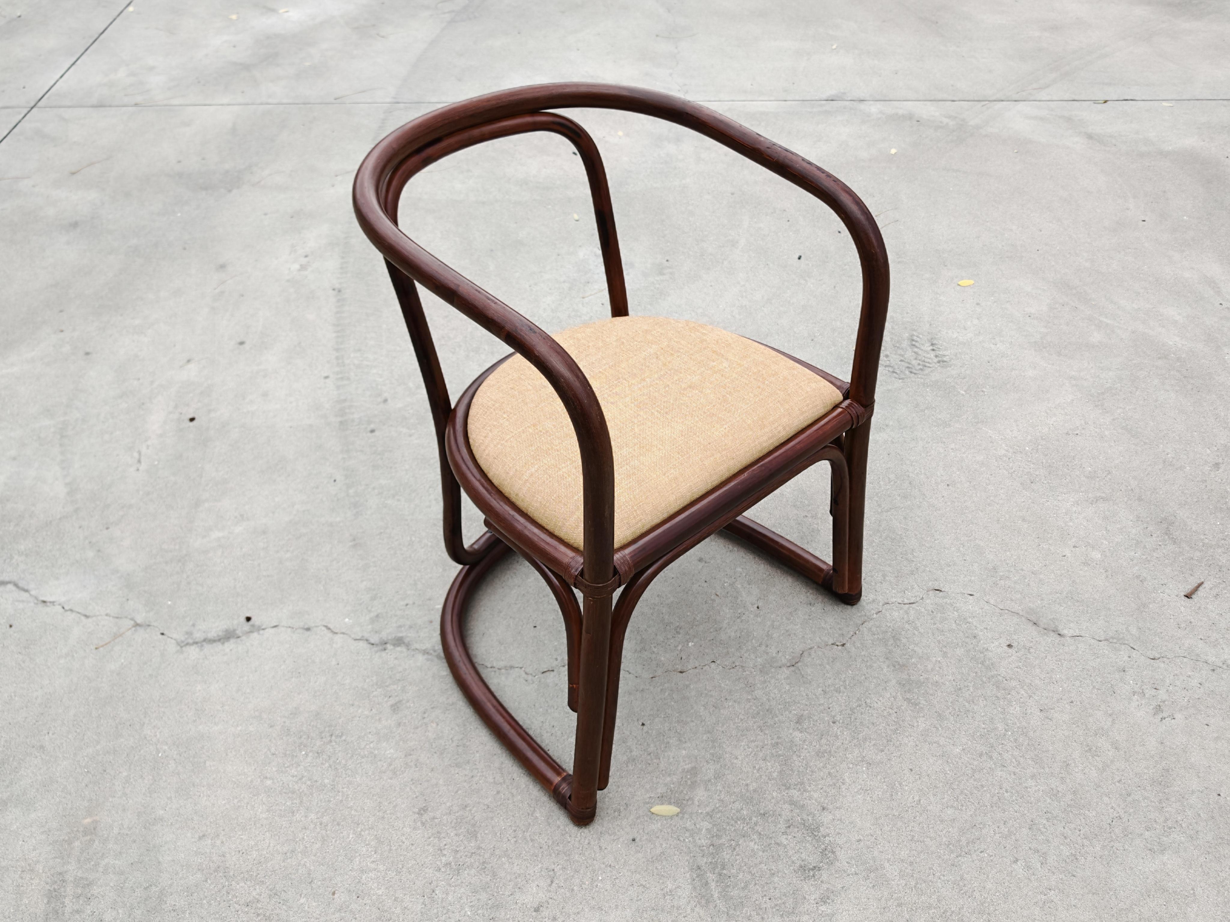 Juego de 6 sillones de bambú para un comedor, Italia Años 70 Italiano en venta