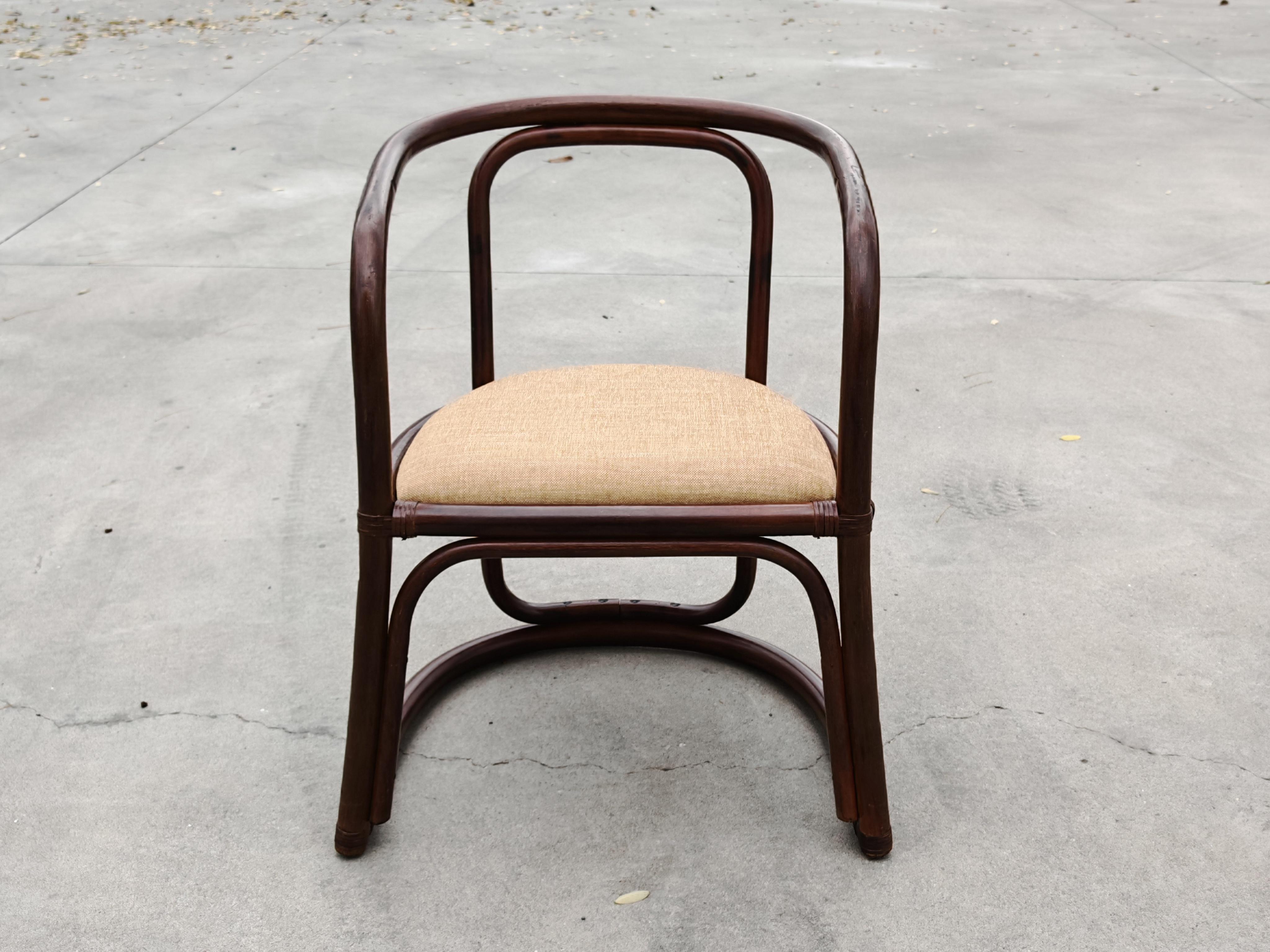 Juego de 6 sillones de bambú para un comedor, Italia Años 70 en venta 1