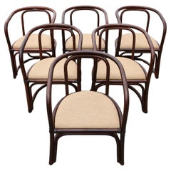 Set di 6 poltrone in bambù per sala da pranzo, Italia anni '70
