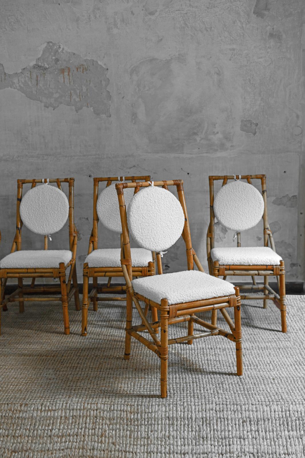 Set di 6 sedie in bambù con finitura Nature, complete di cuscini in tessuto Bouclé
Dettagli del prodotto
Dimensioni: 43 W x 93 H × 53 D cm