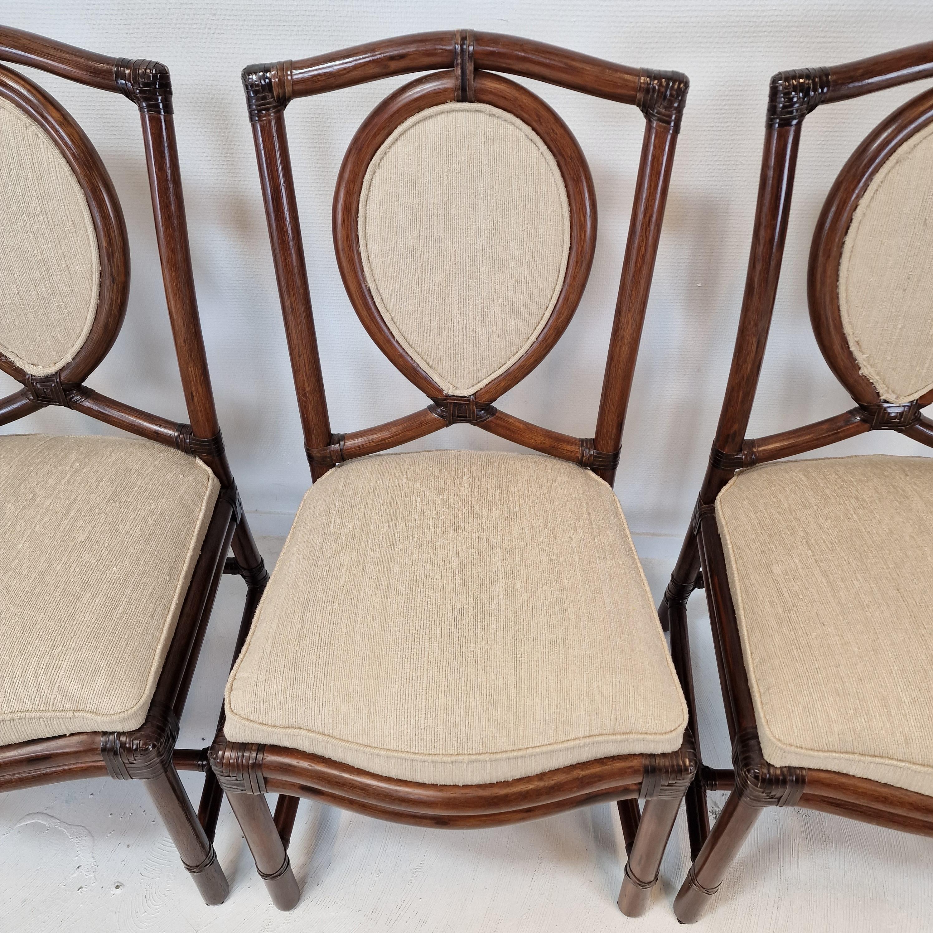 Ensemble de 6 chaises de salle à manger en bambou de Gasparucci Italo, 1970  en vente 5