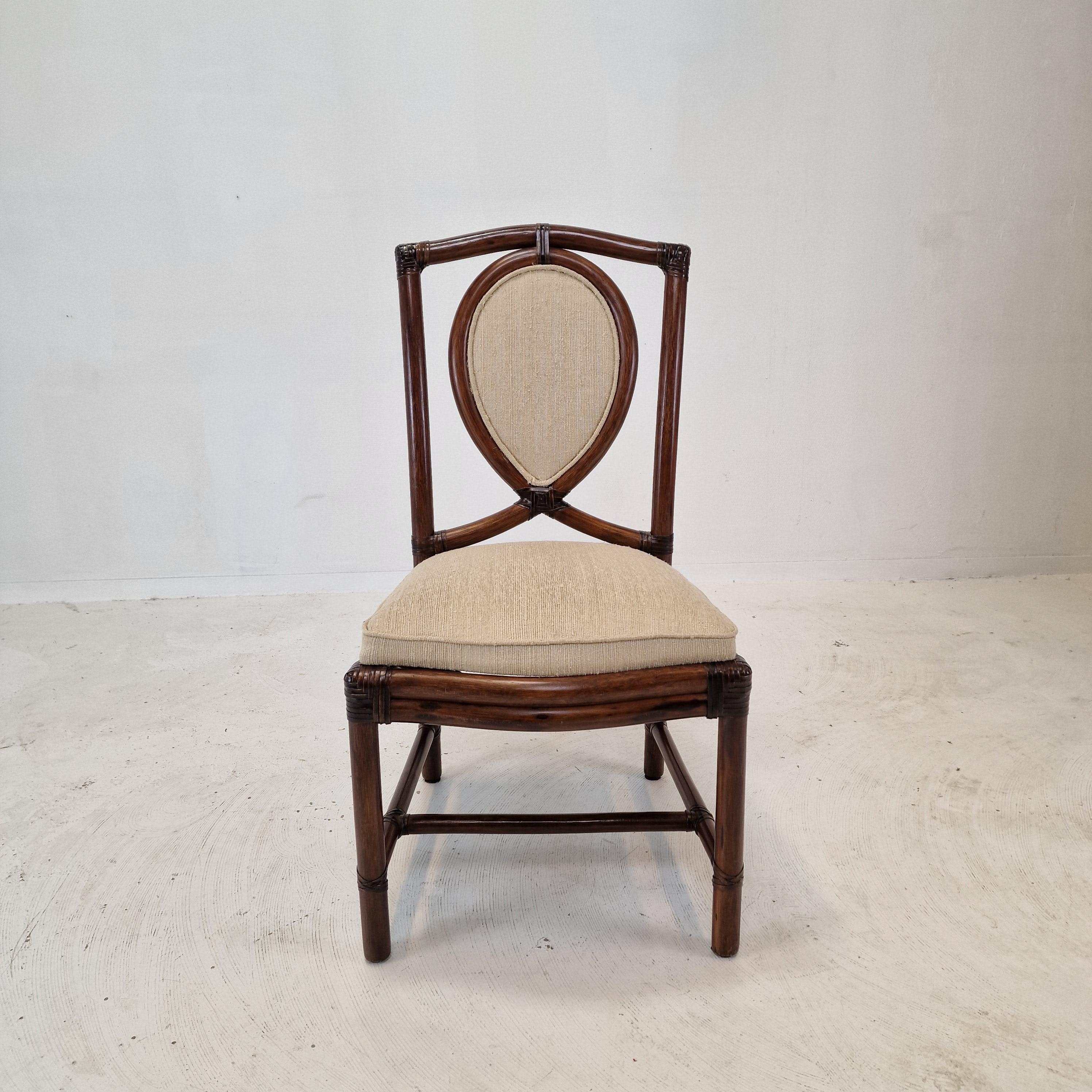 Fin du 20e siècle Ensemble de 6 chaises de salle à manger en bambou de Gasparucci Italo, 1970  en vente