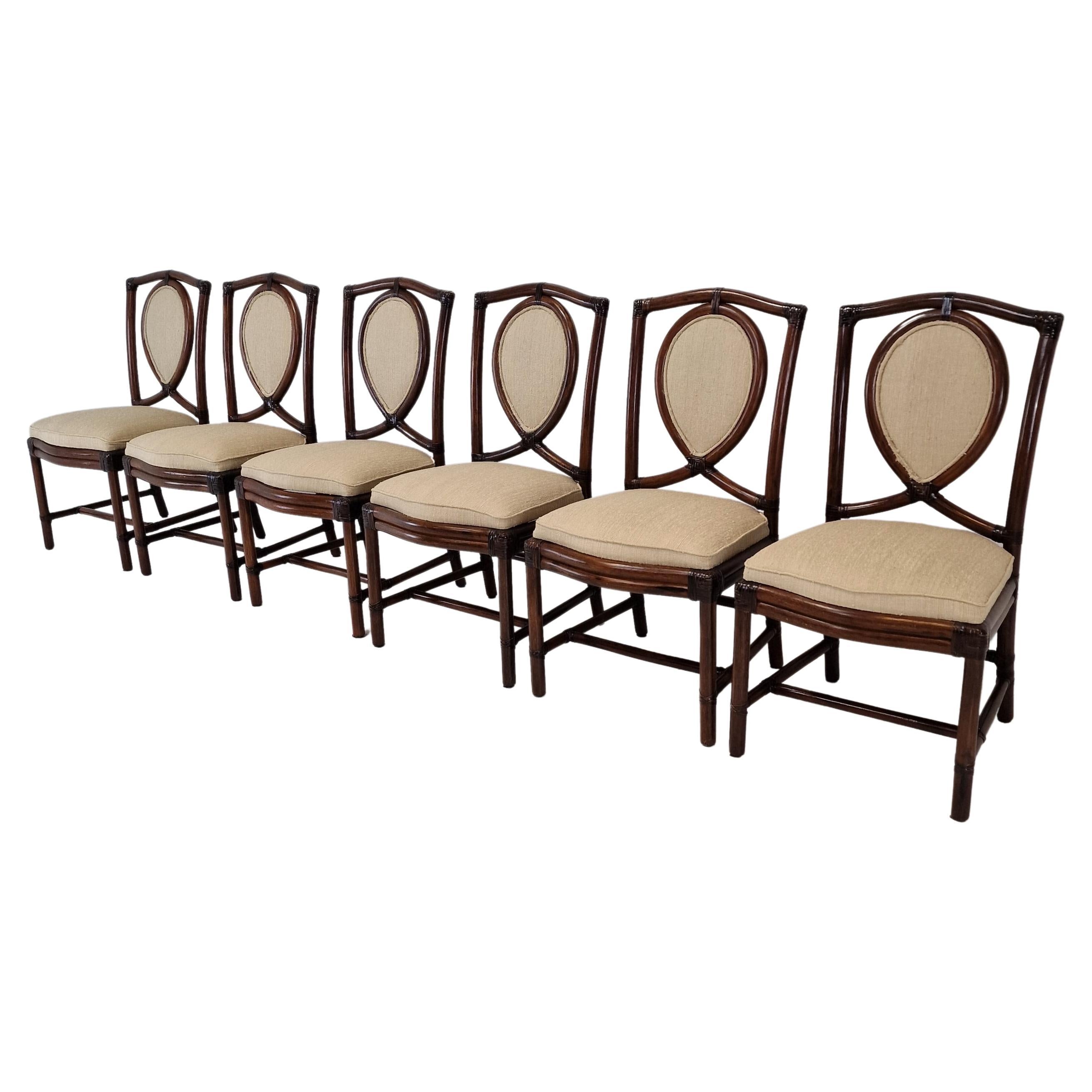 Ensemble de 6 chaises de salle à manger en bambou de Gasparucci Italo, 1970  en vente
