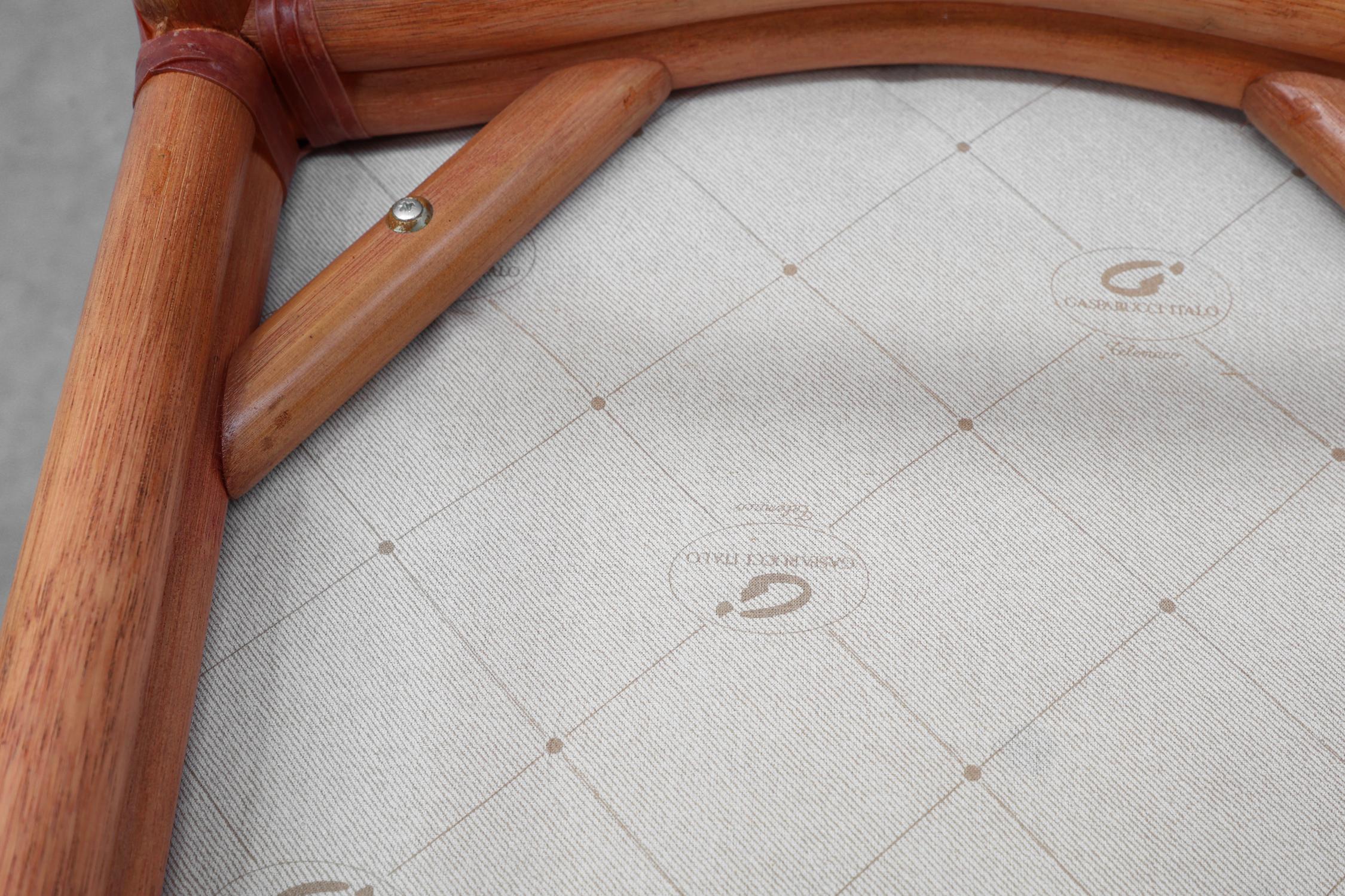 Set di 6 sedie per sala da pranzo in bambù con imbottitura geometrica di Gasparucci in vendita 11