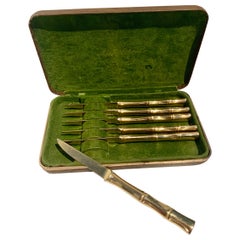 Set of 6 Bamboo Nickel Bronze Dessert Knives
