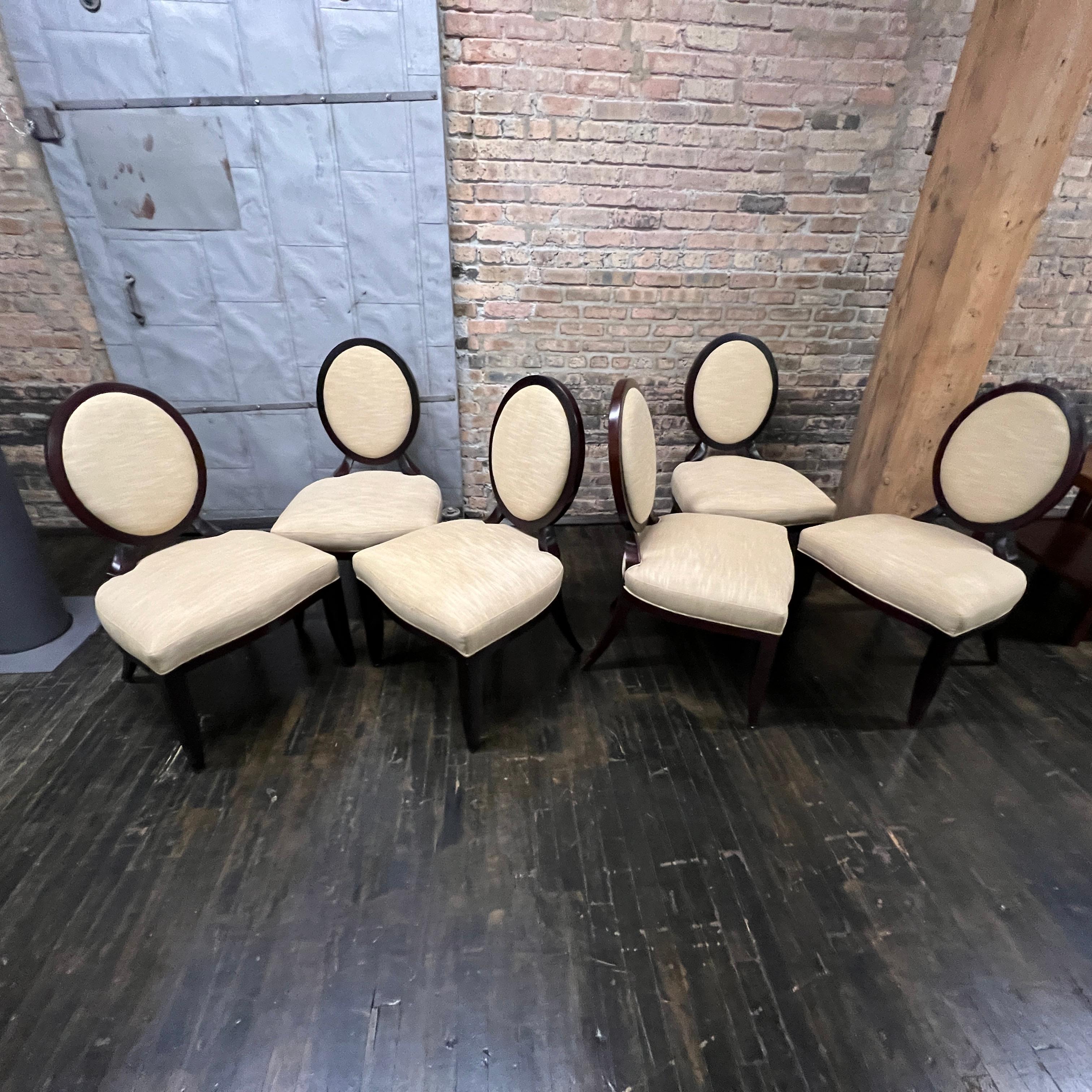Set of 6 Barbara Barry for Baker X Back Oval Dining Chairs For Sale 3
