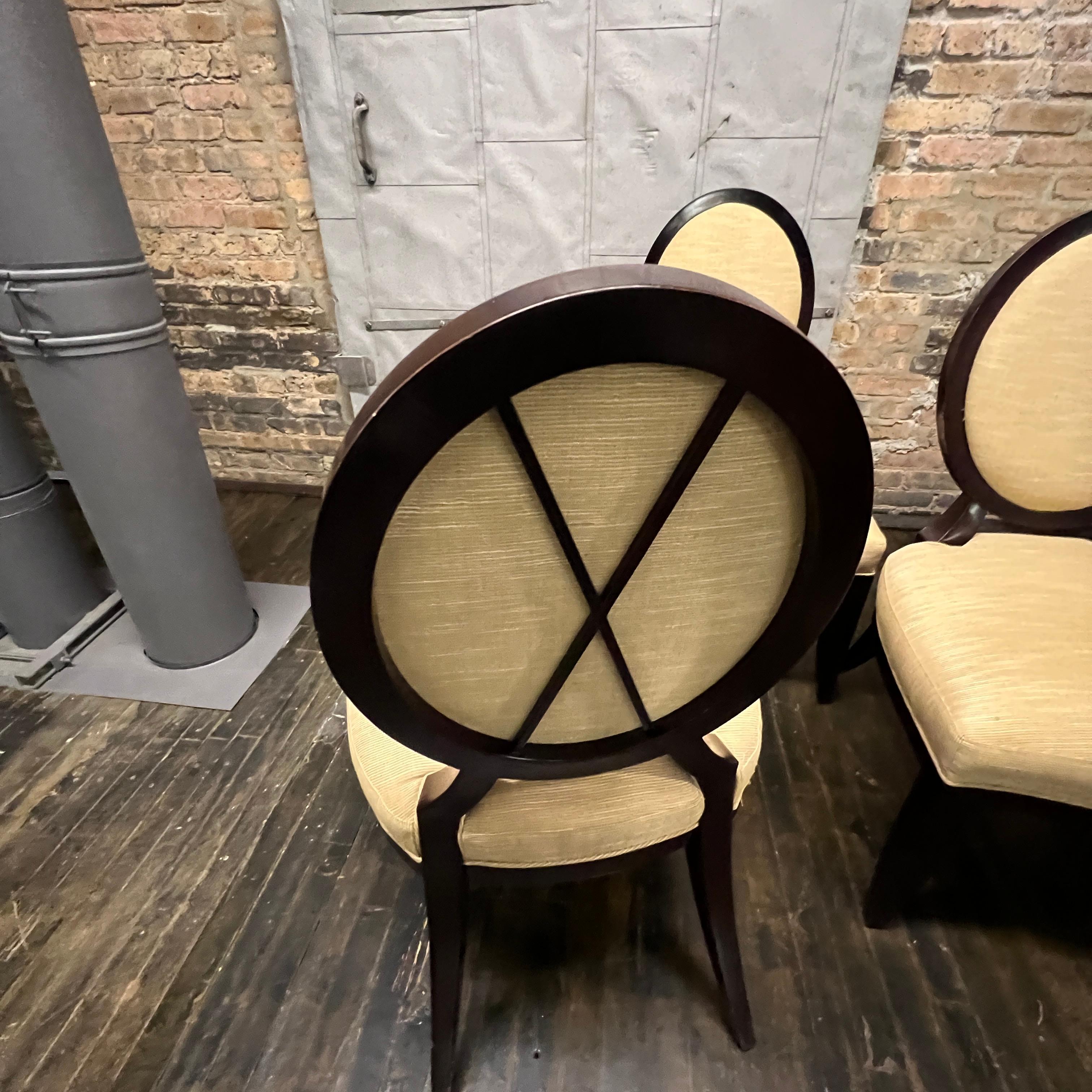 Contemporary Set of 6 Barbara Barry for Baker X Back Oval Dining Chairs For Sale