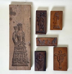 Set of 6 Baroque Speculoos Molds, Solid Oak, Circa 1650