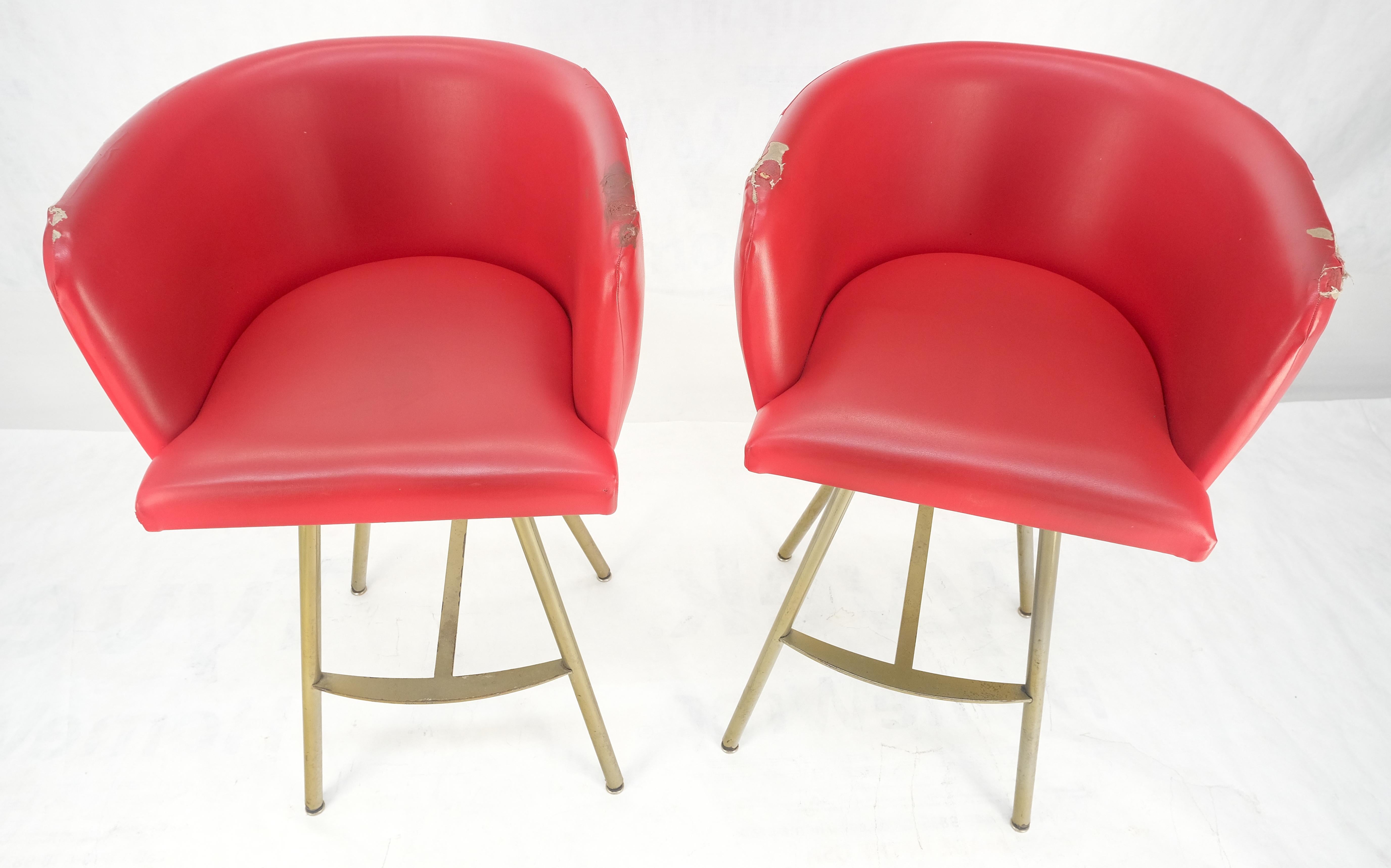 Set di 6 sgabelli da bar con schienale a botte del Mid Century Modern Bar Stools così com'è Tappezzeria in vendita 1