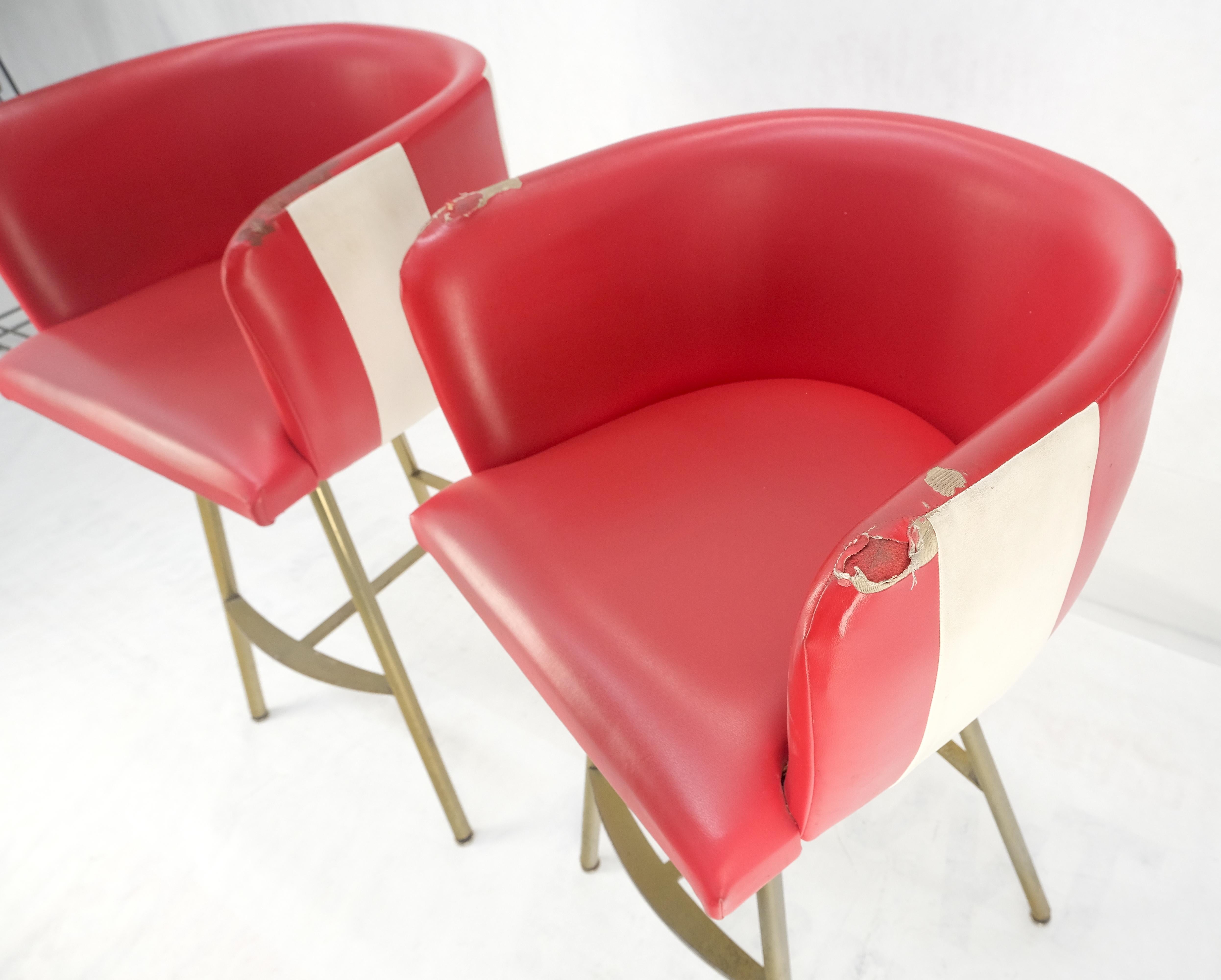 Set di 6 sgabelli da bar con schienale a botte del Mid Century Modern Bar Stools così com'è Tappezzeria in vendita 2