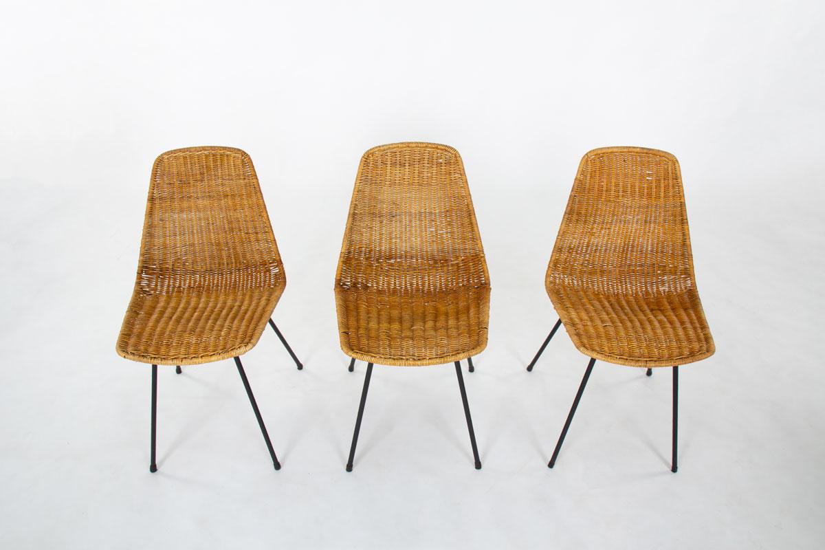 Italiano Set di 6 sedie a cesto di Gian Franco Legler per Pierantonio Bonacina 1950 in vendita