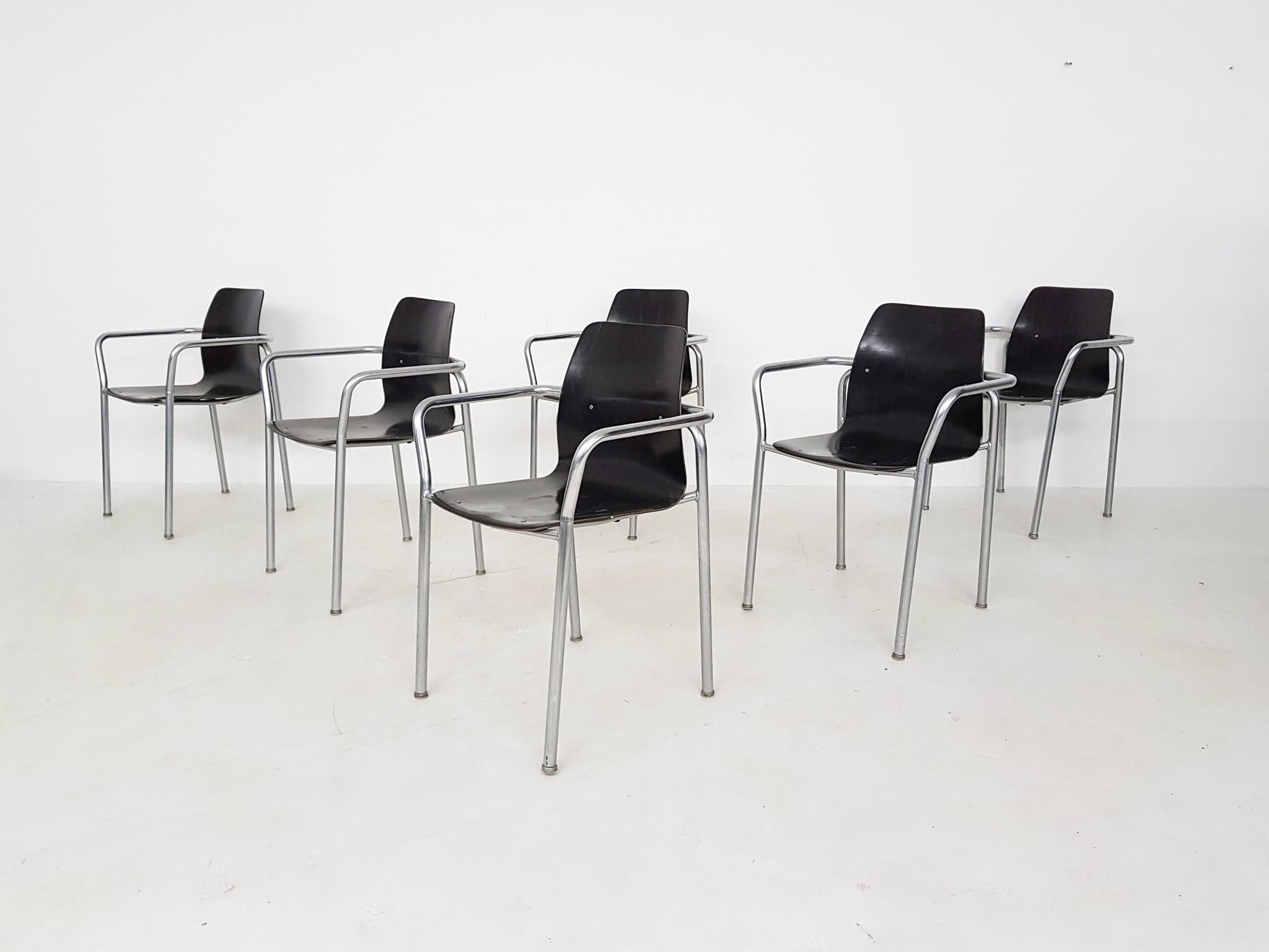 Set of 6 Bauhaus Chairs by Pagholz, Germany, 1950s In Good Condition For Sale In Amsterdam, NL