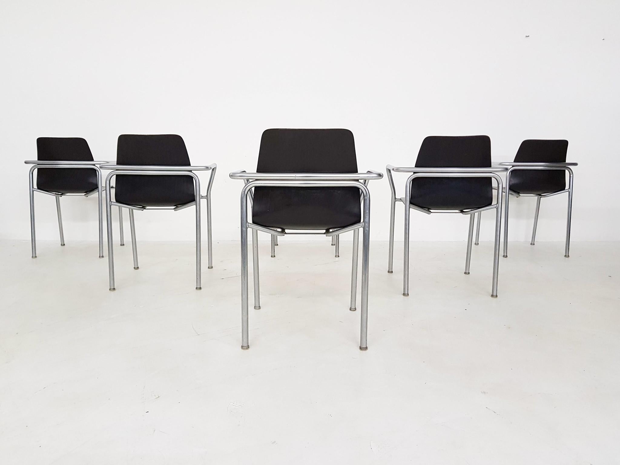 Satz von 6 Bauhaus-Stühlen von Pagholz, Deutschland, 1950er Jahre (Sperrholz) im Angebot
