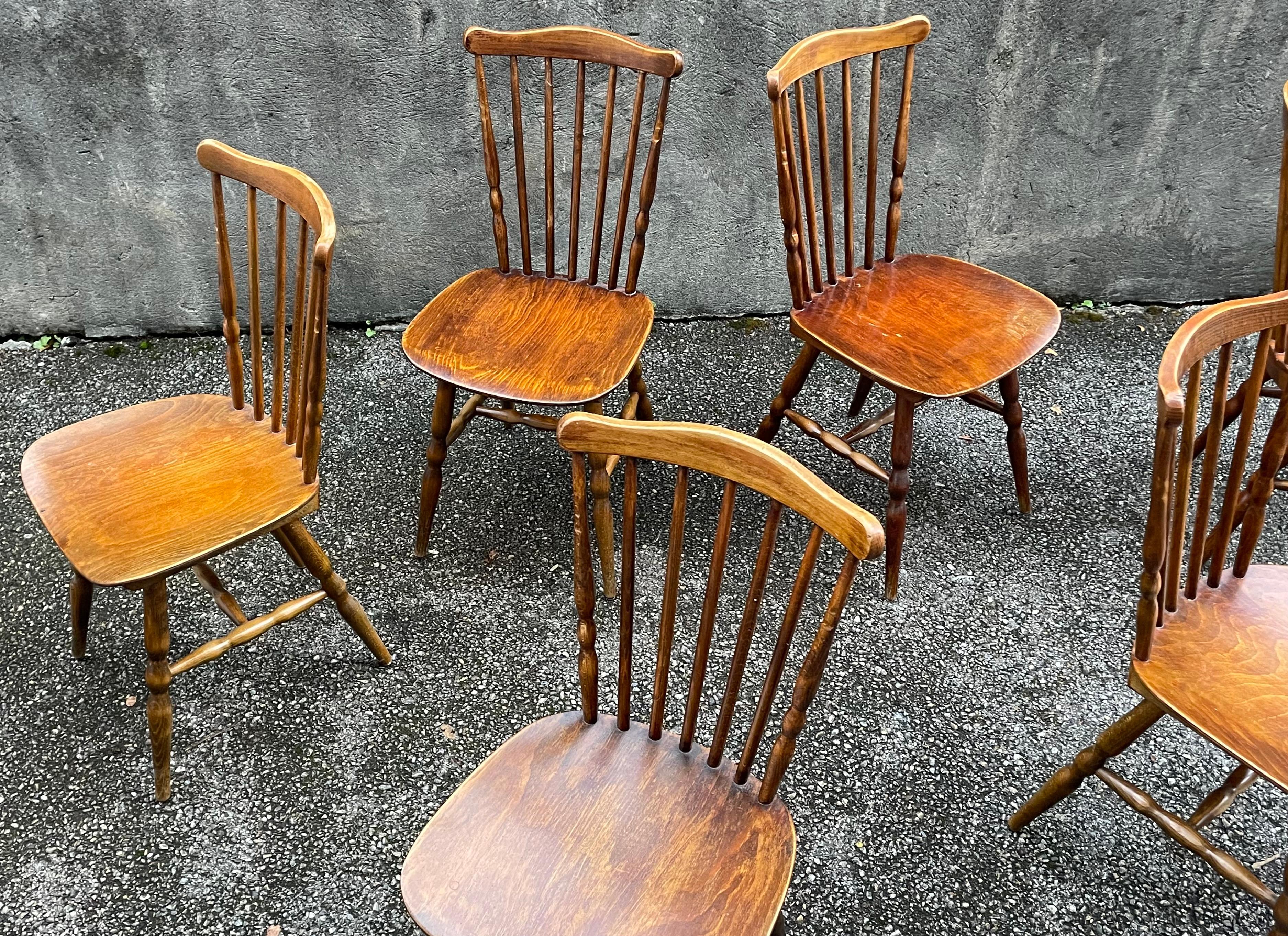 Set of 6 Baumann bistro chairs, France For Sale 1