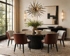 Set of 6 Baxter "Colette" Chairs by Roberto Lazzeroni in Leather Brass