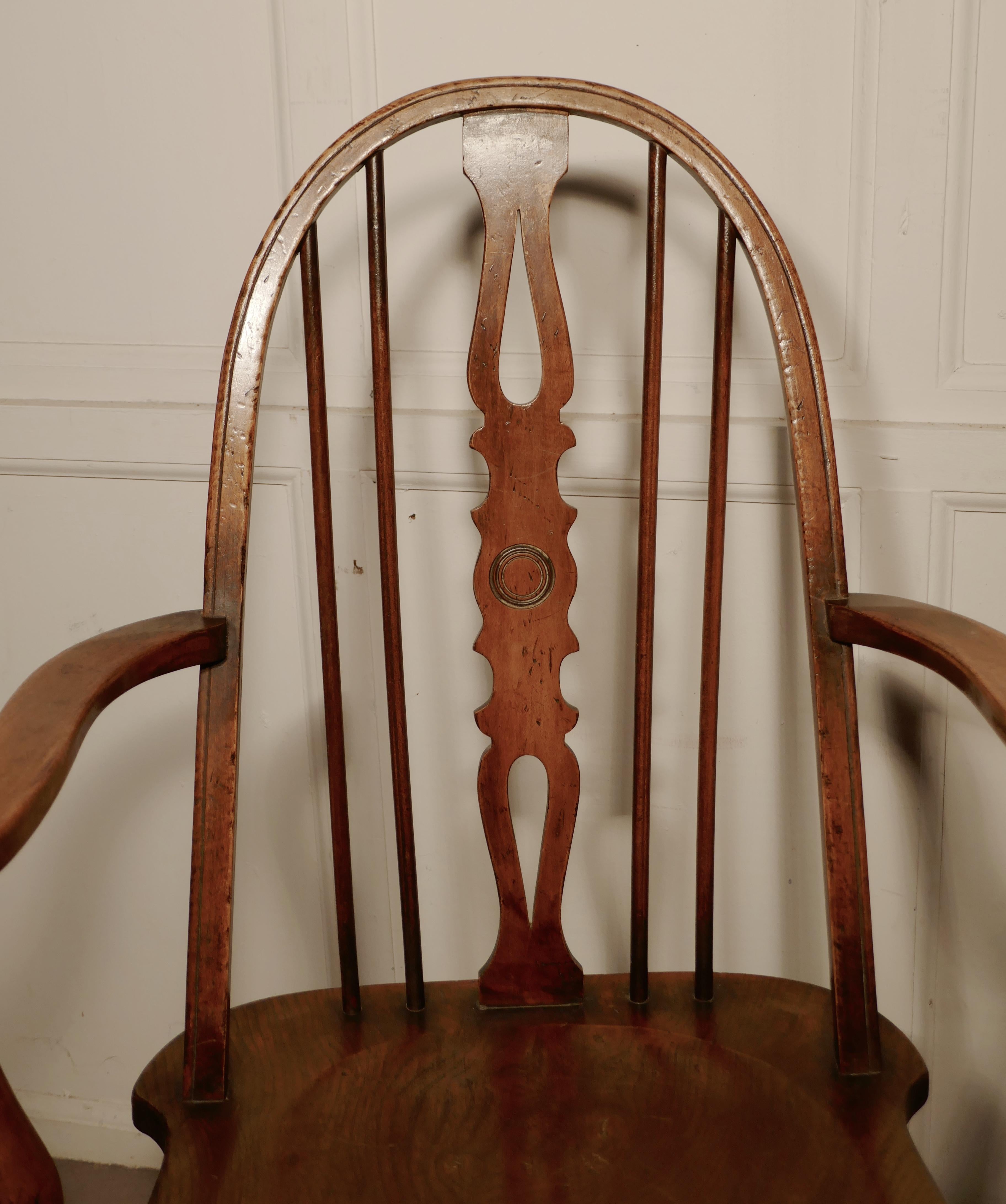 Late 19th Century Set of 6 Beech and Elm Arts & Crafts High Back English Windsor Chairs