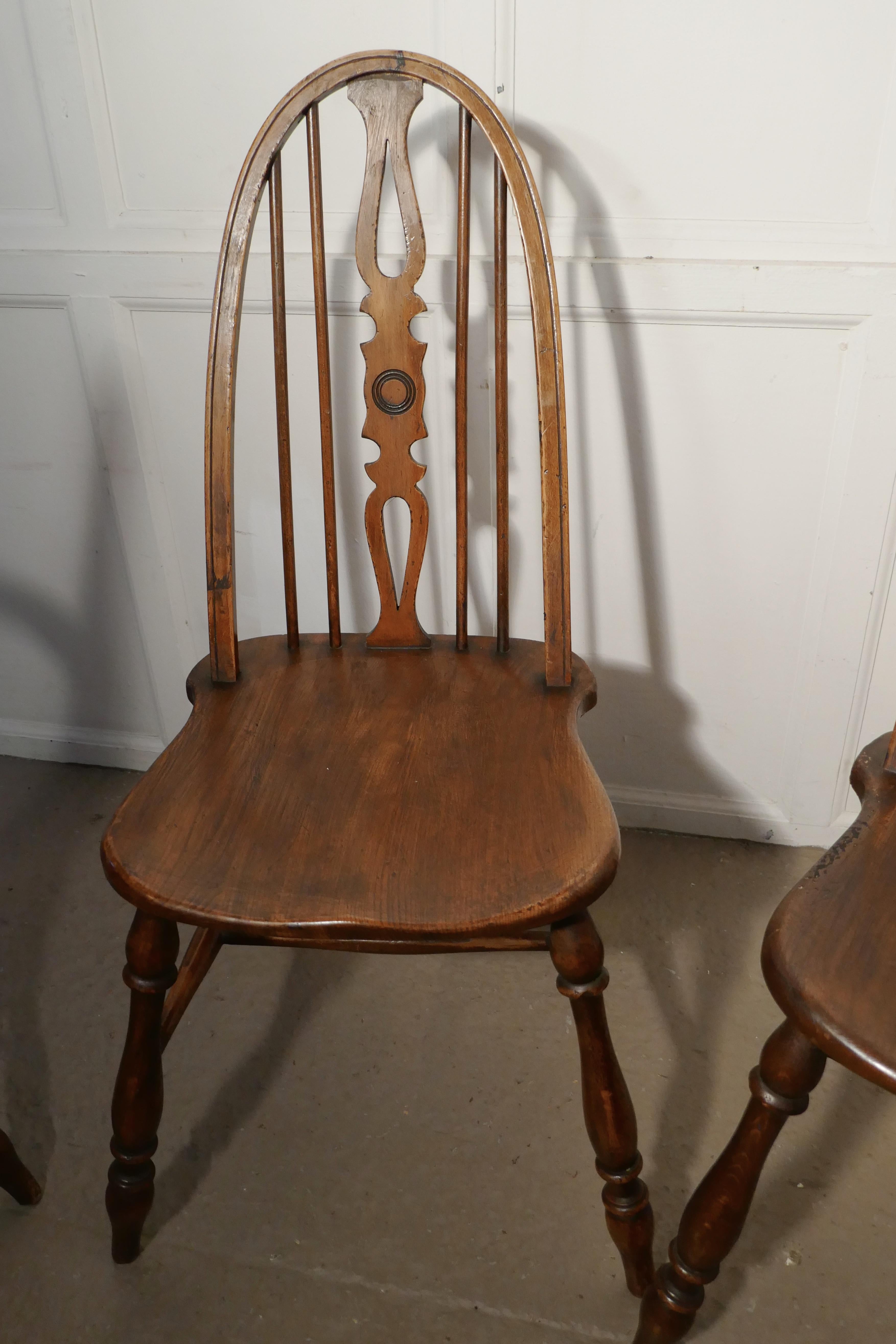 Set of 6 Beech and Elm Arts & Crafts High Back English Windsor Chairs 2