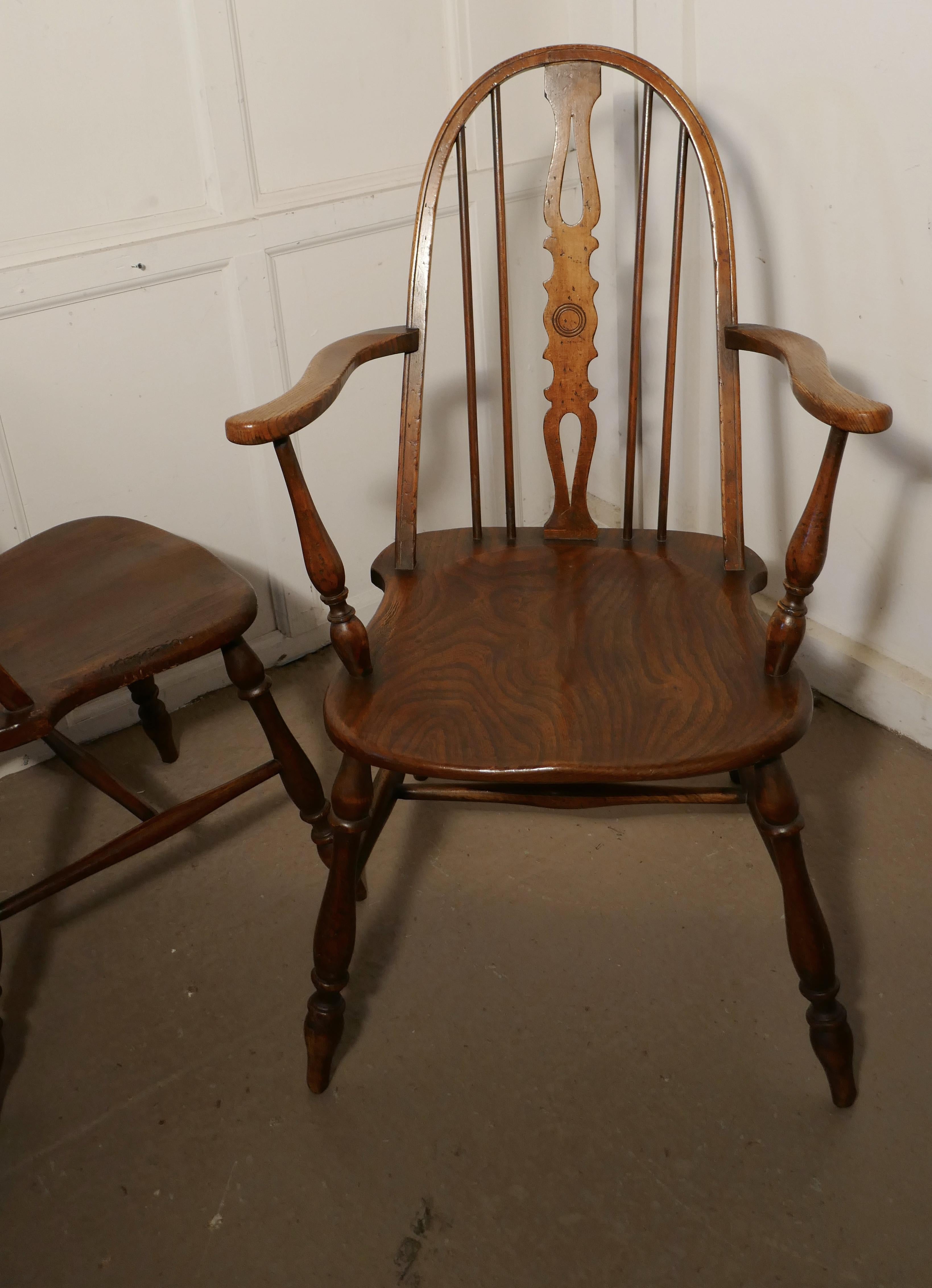 Set of 6 Beech and Elm Arts & Crafts High Back English Windsor Chairs 3