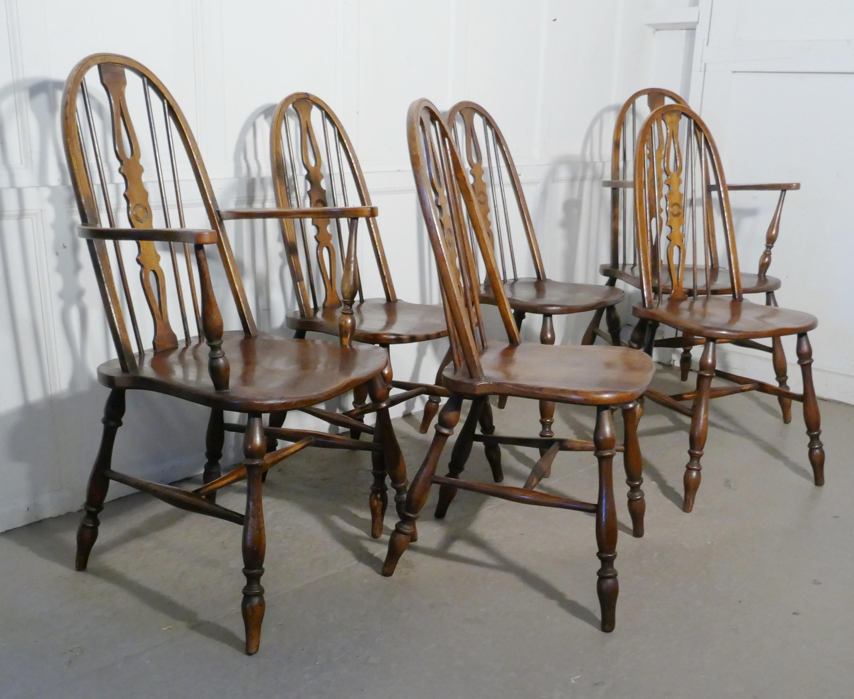 Set of 6 Beech and Elm Arts & Crafts High Back English Windsor Chairs 4