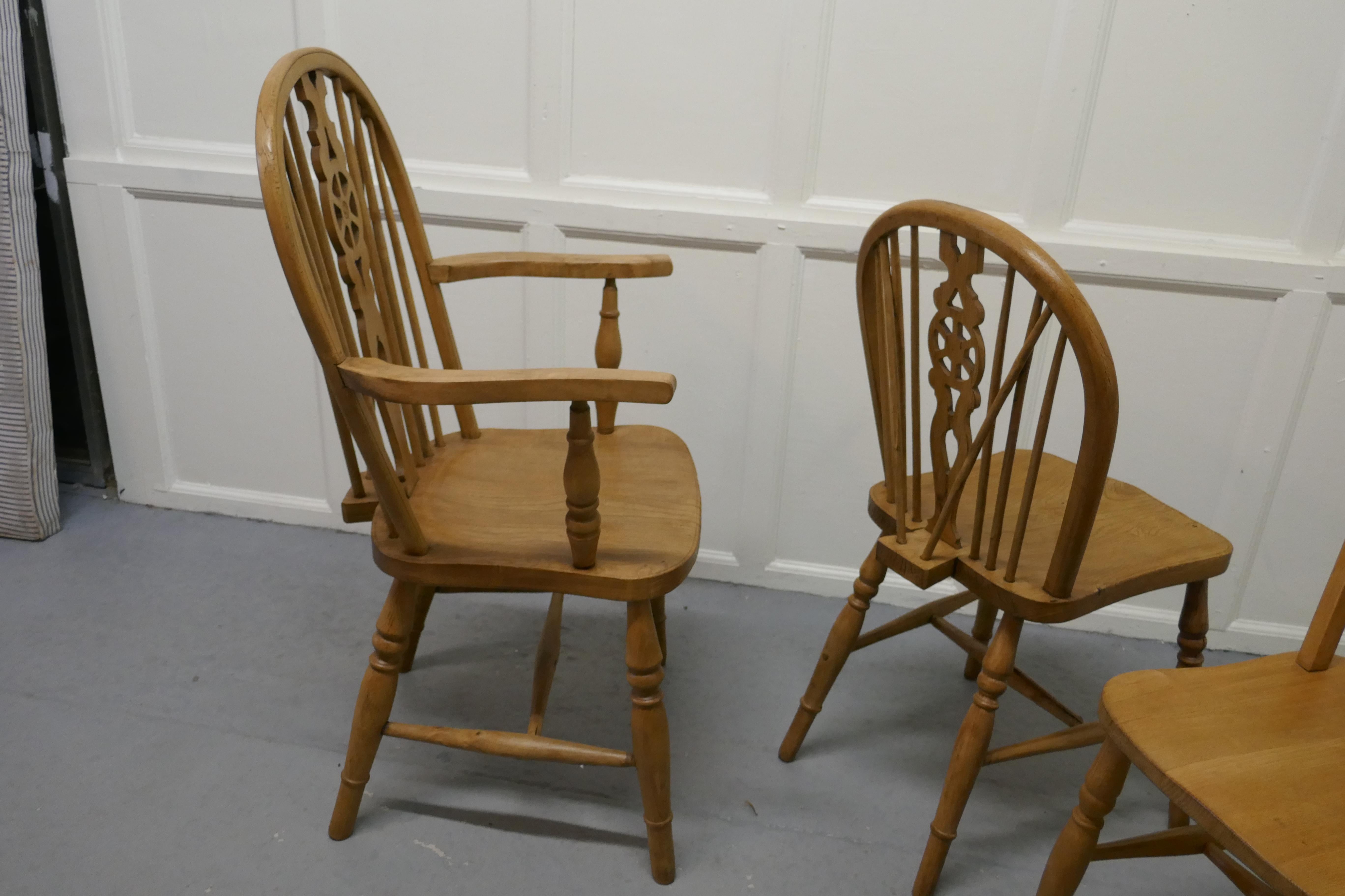 Set of 6 Beech & Elm Wheel Back Windsor Kitchen Dining Chairs 2