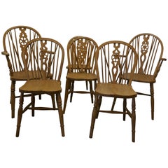 Set of 6 Beech & Elm Wheel Back Windsor Kitchen Dining Chairs