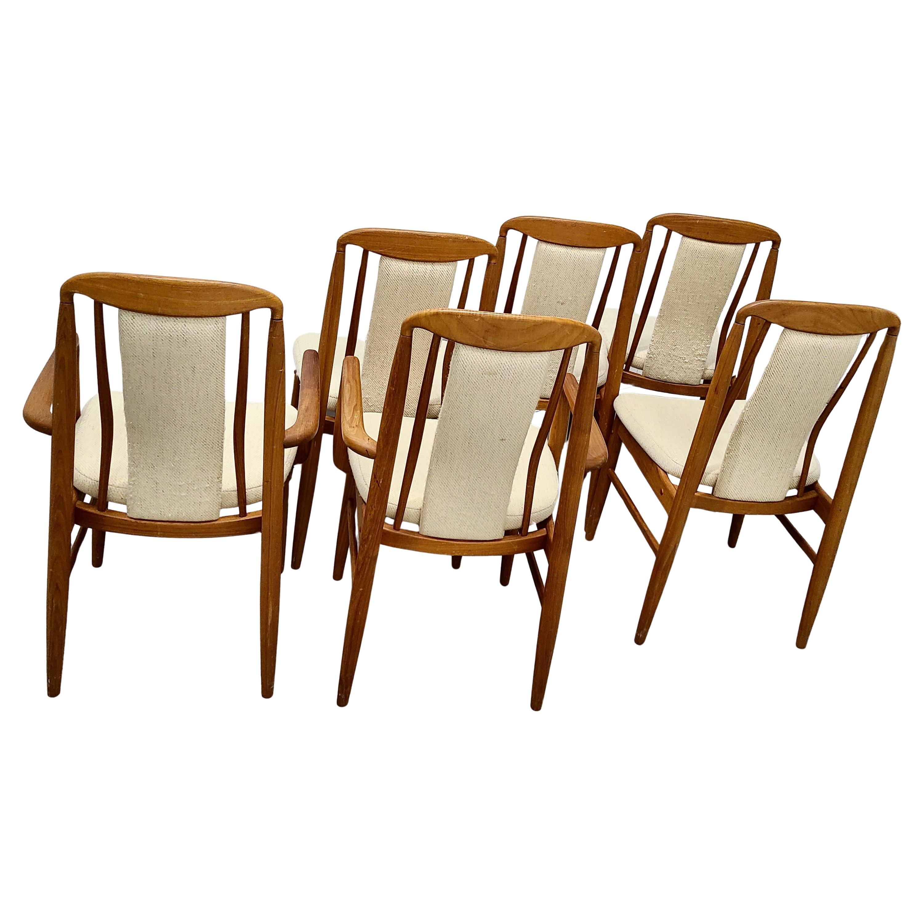 Fine XX secolo Set di 6 sedie da pranzo in teak Benny A. Linden in vendita