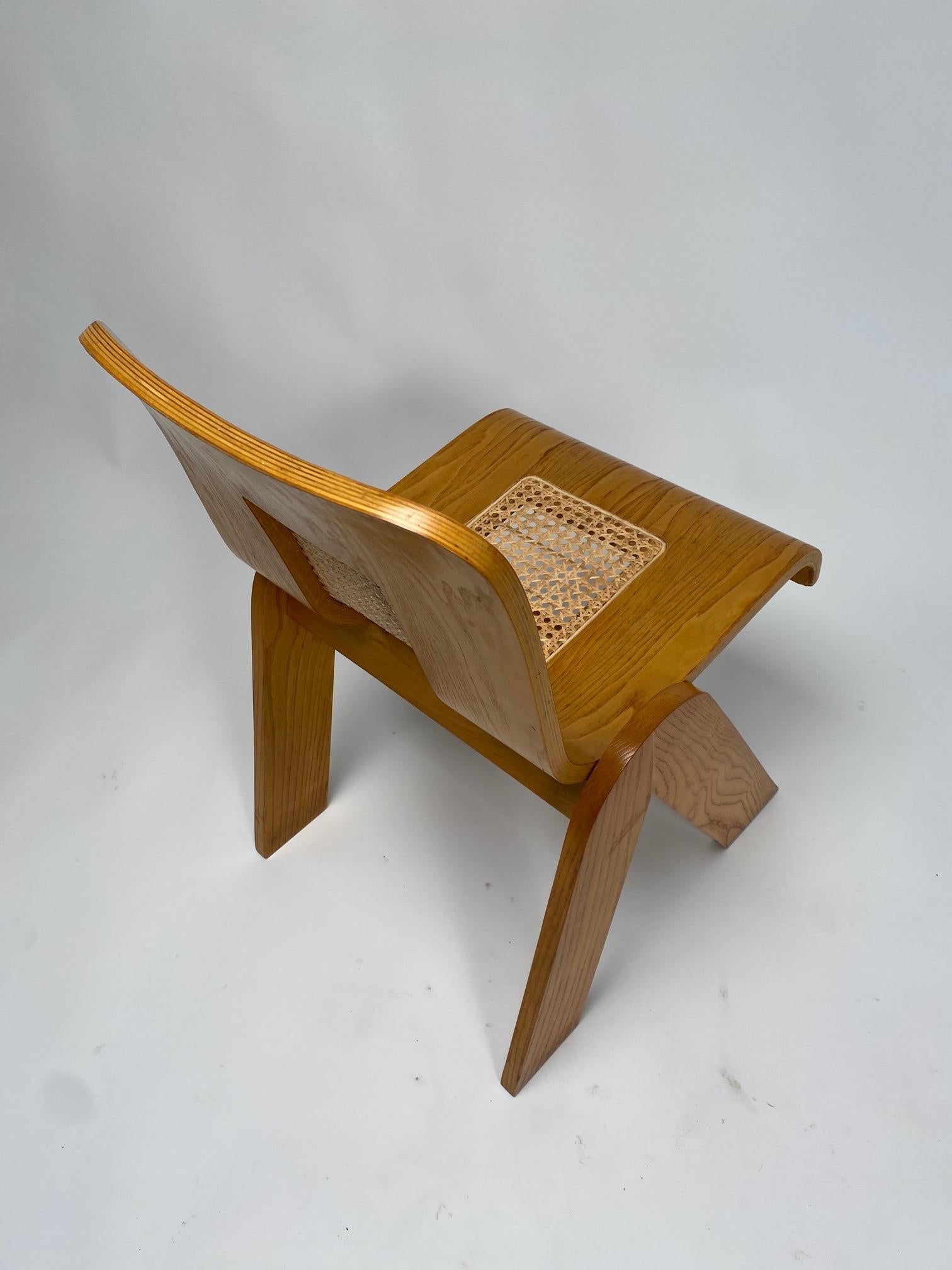 Italian Set of 6 Bent Plywood and Straw Chair, Gigi Sabadin for Stilwood, Italy 1970s