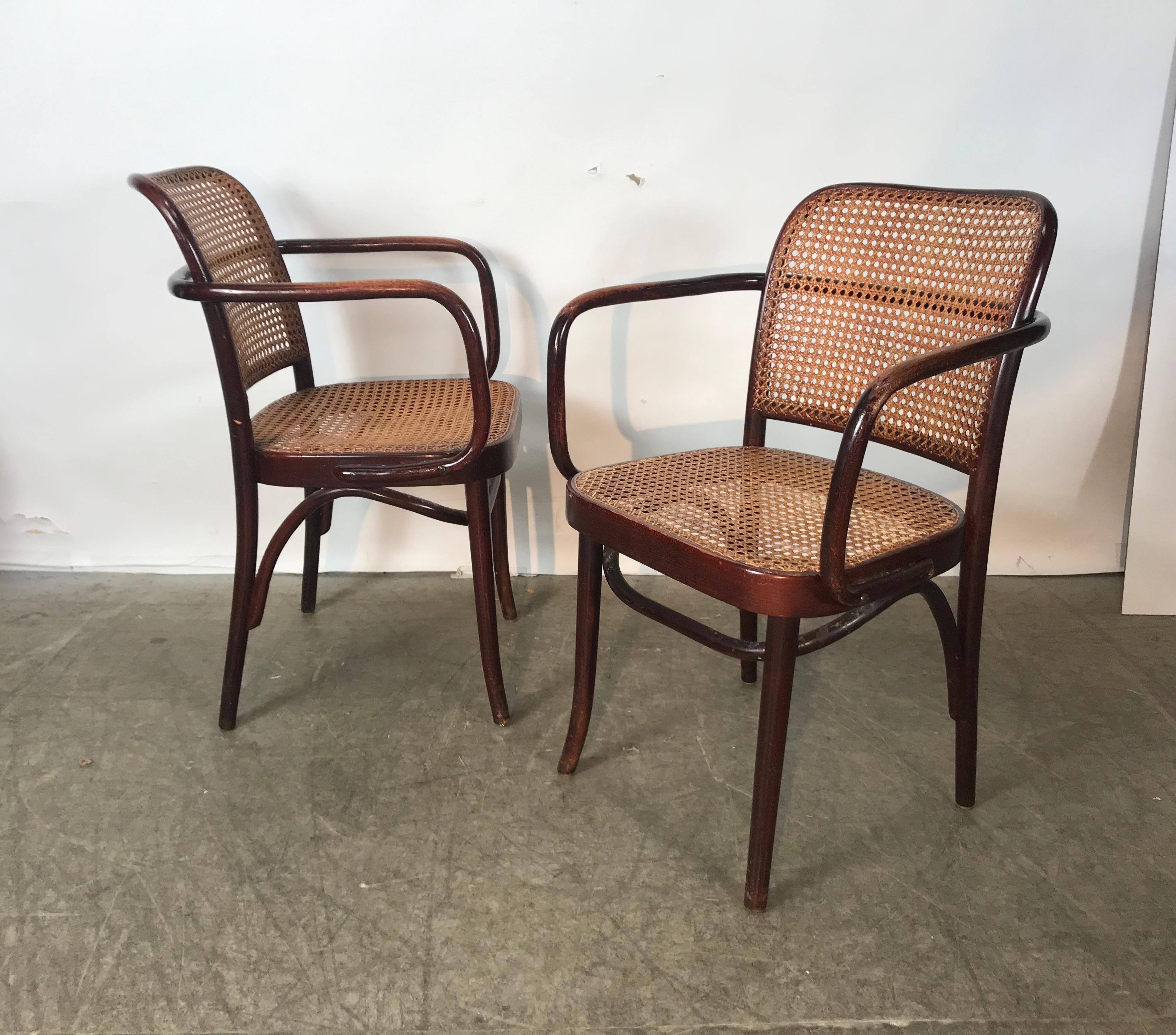 Set of 6 Bentwood and Cane Armchairs 