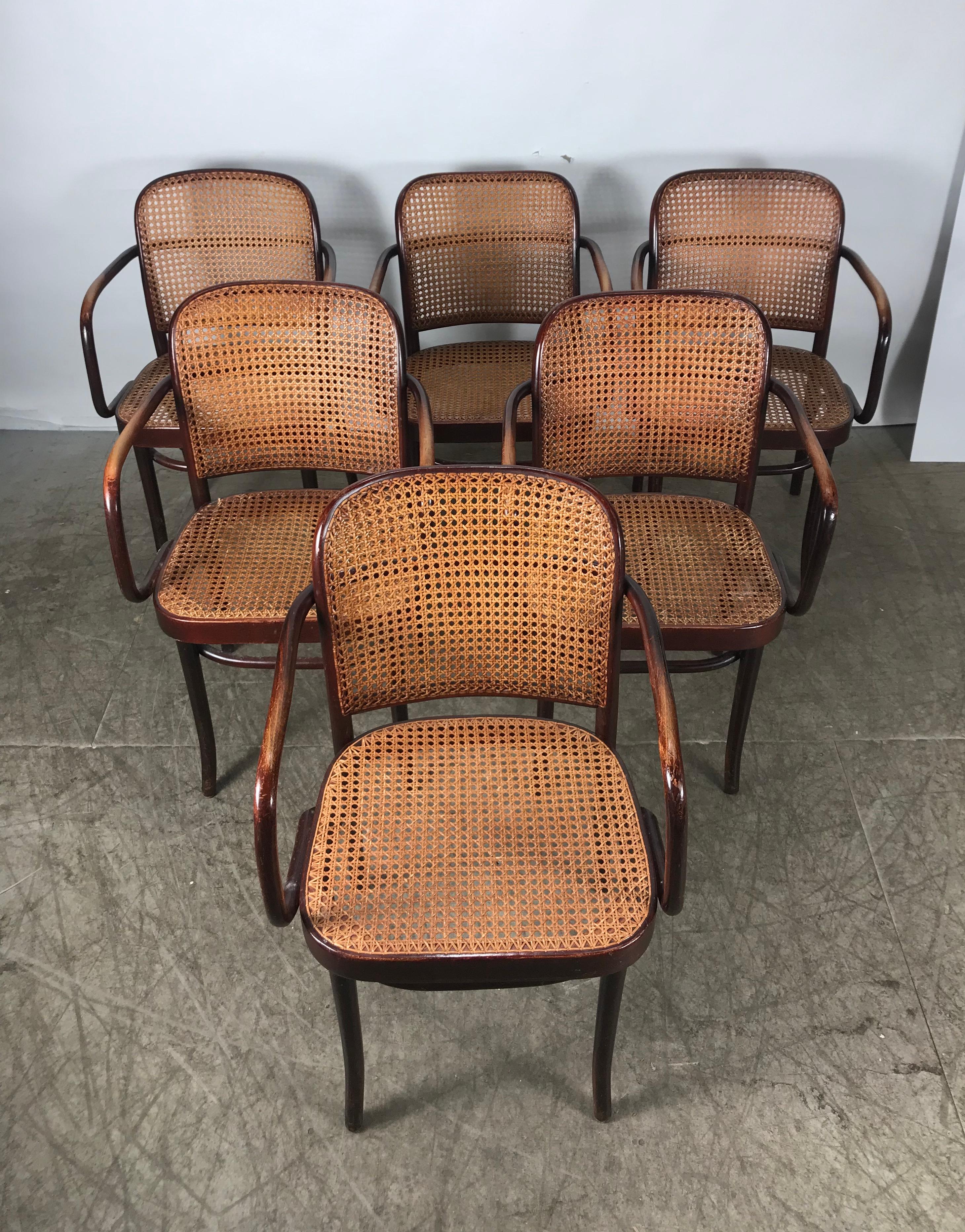 Set of 6 Bentwood and Cane Armchairs 