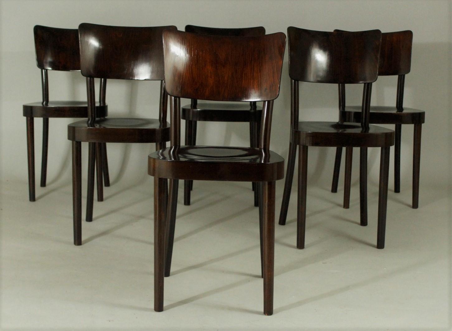 20th Century Set of 6 Bentwood Dining Chairs from Ton, 1950s For Sale