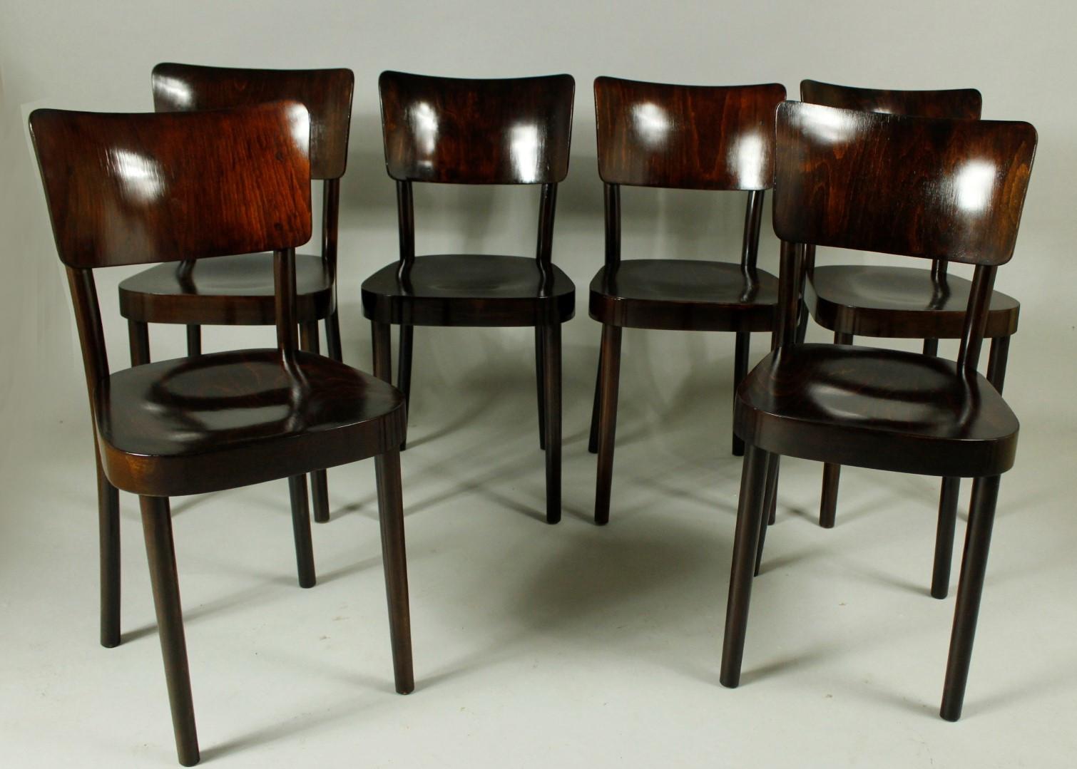 Set of 6 Bentwood Dining Chairs from Ton, 1950s For Sale 2