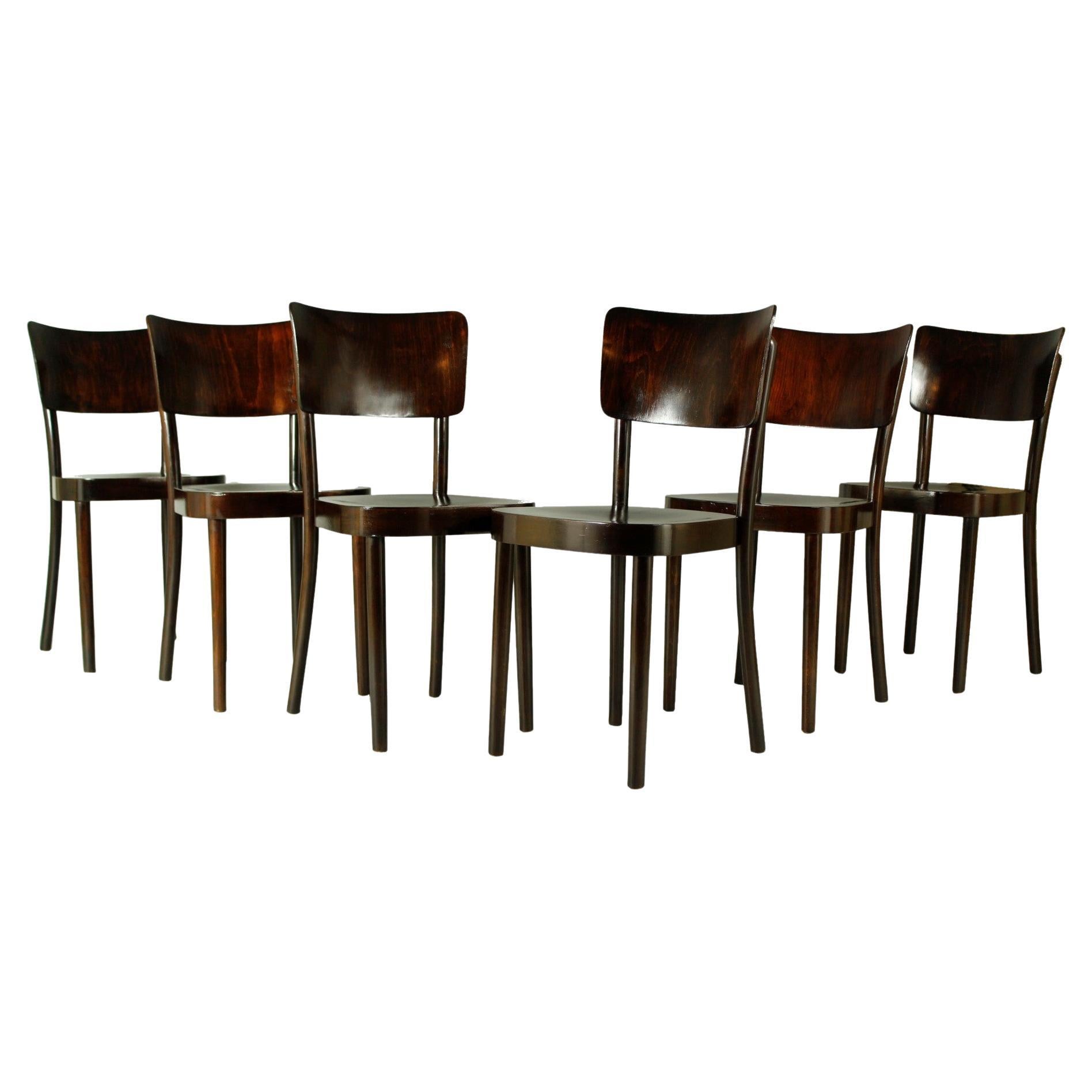 Set of 6 Bentwood Dining Chairs from Ton, 1950s For Sale