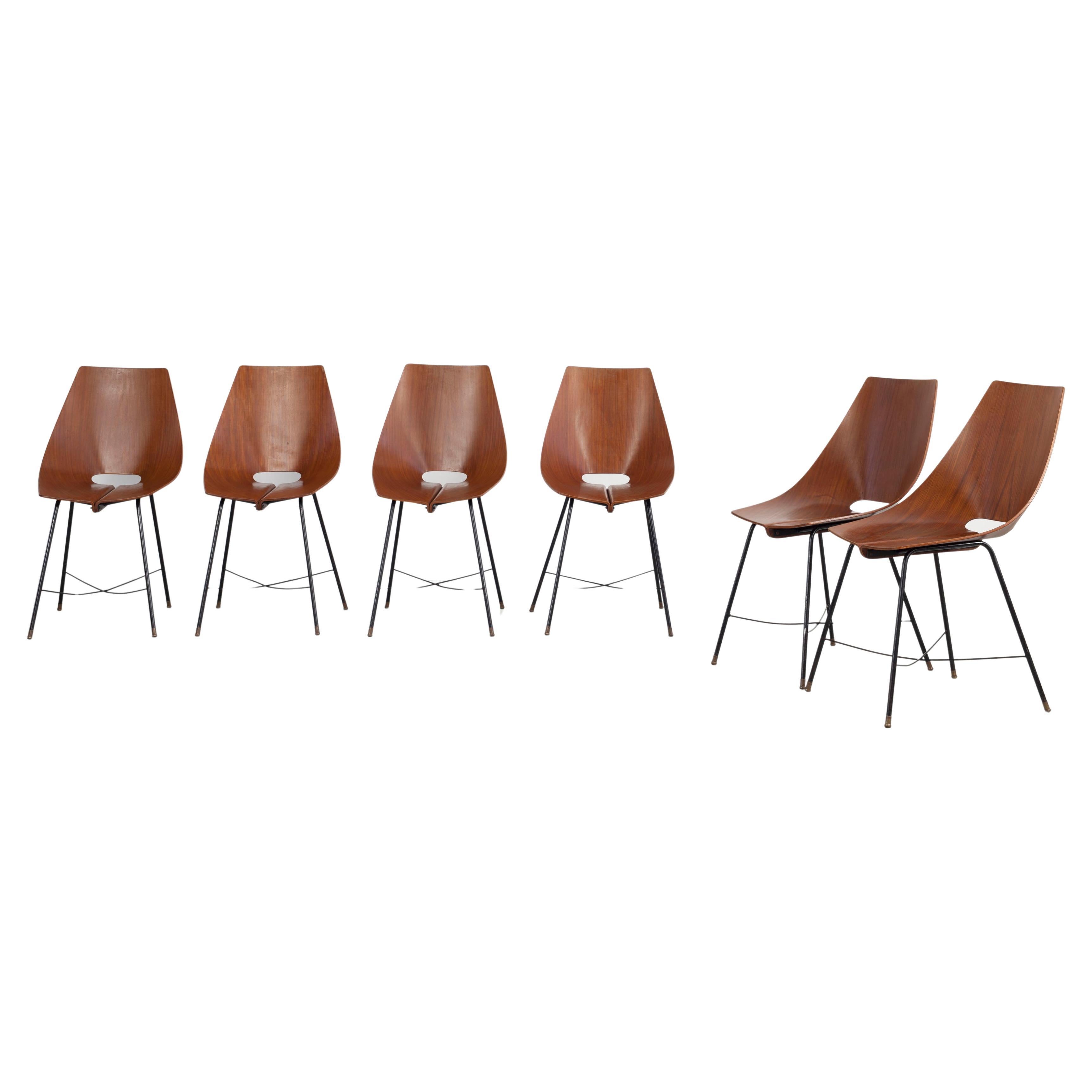 Ensemble de 6 chaises d'appoint en bois cintré de Societa Compensati Curvati, Italie