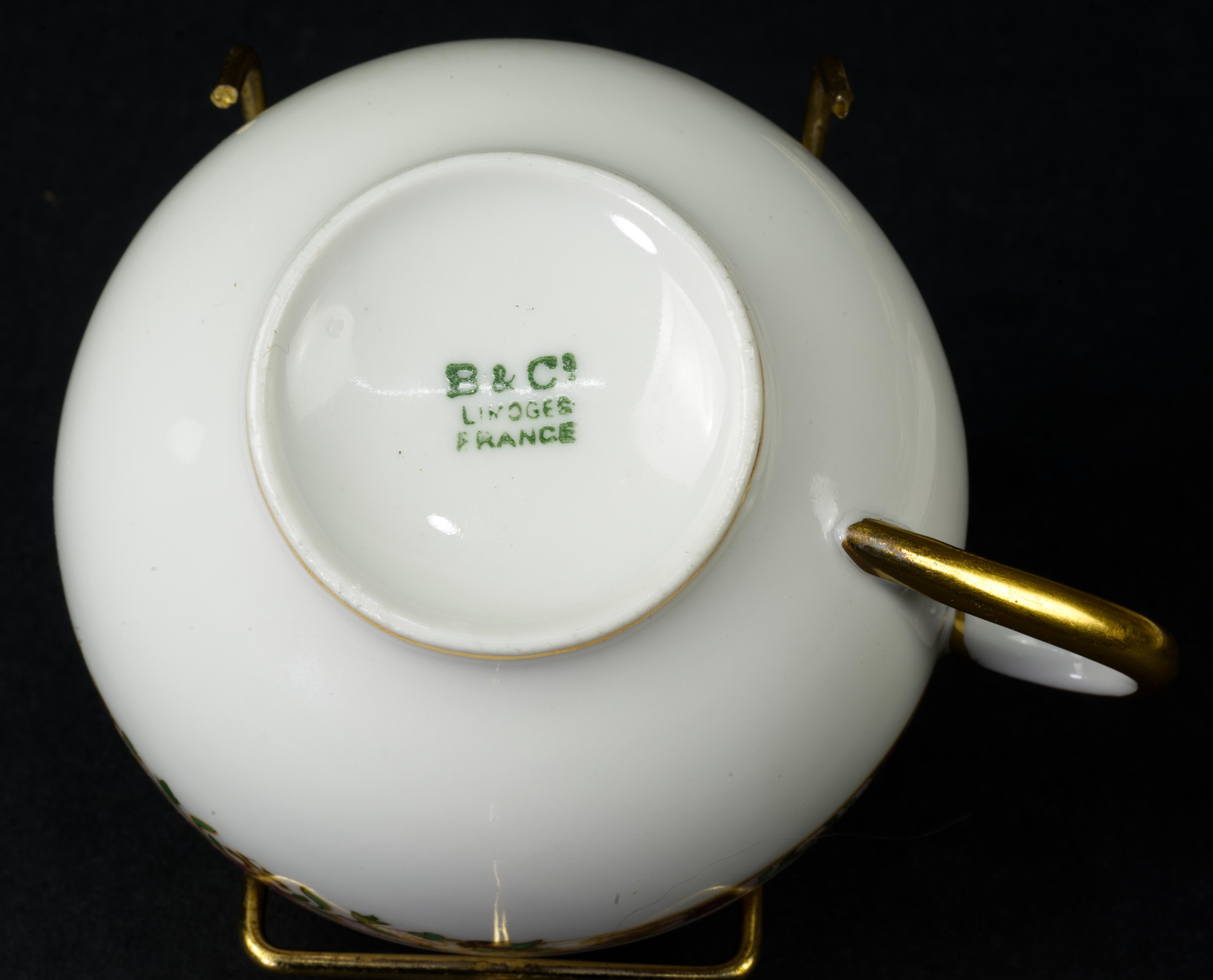 Juego de 6 tazas y platillos Bernardaud Limoges Art Déco Francia 1900-1929 en venta 4