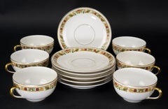 Set of 6 Bernardaud Limoges Cups & Saucers Art Deco France 1900-1929