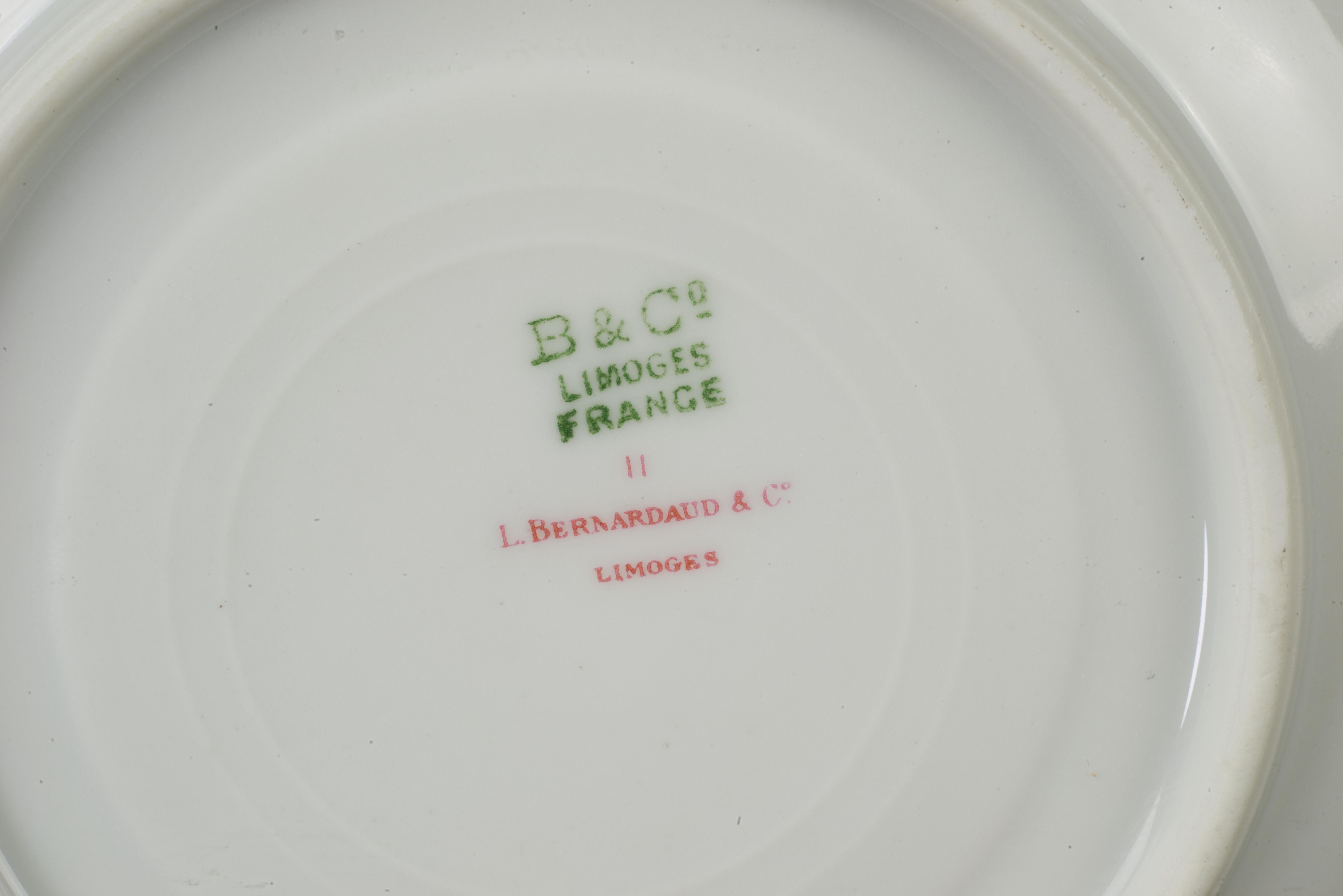 Juego de 6 tazas y platillos Bernardaud Limoges Art Déco Francia 1900-1929 Porcelana en venta
