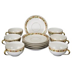 Ensemble de 6 tasses et soucoupes Bernardaud Limoges Art Déco France 1900-1929