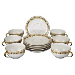 Set of 6 Bernardaud Limoges Cups & Saucers Art Deco France 1900-1929