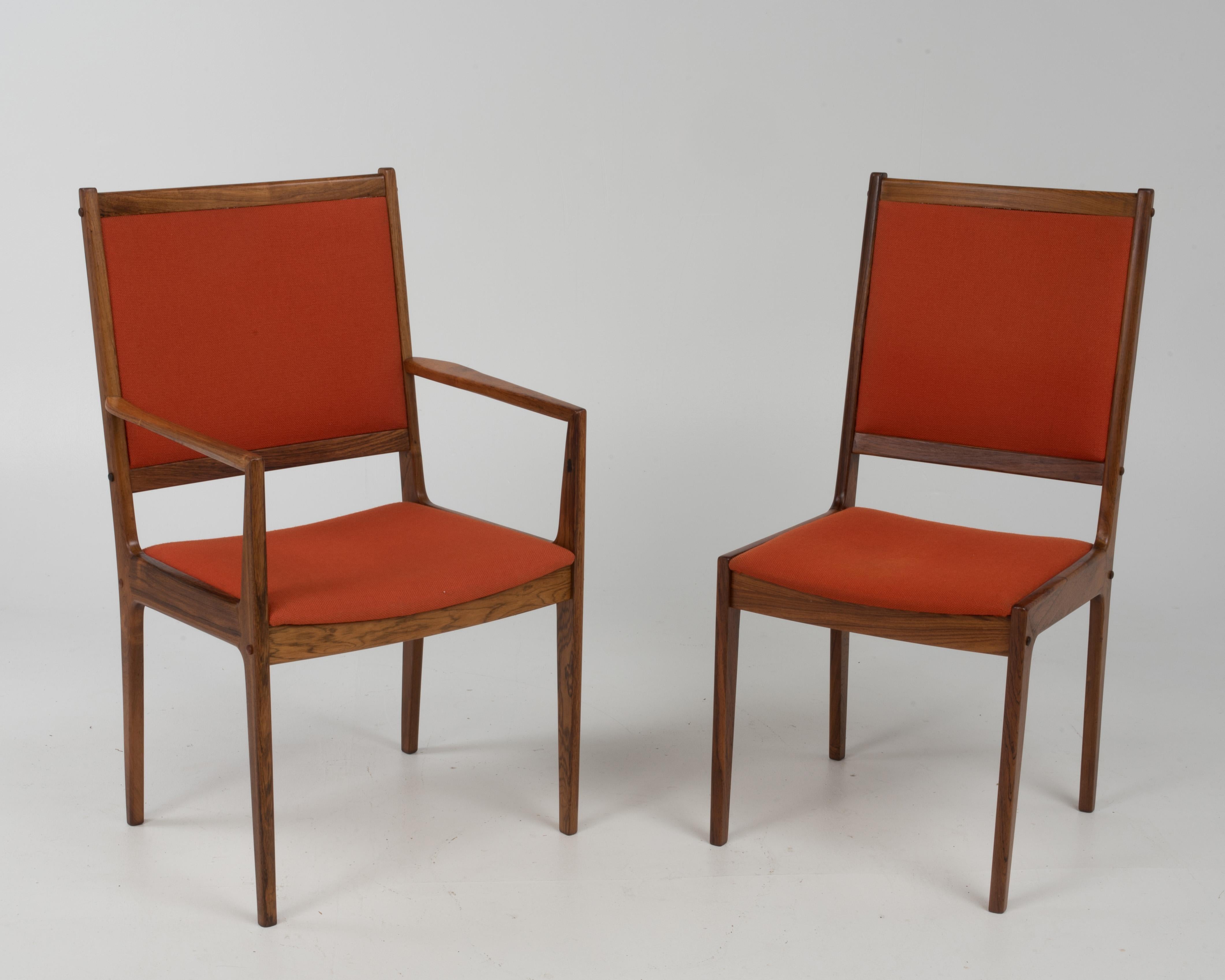 Scandinavian Modern Set of 6 Bernhard Pedersen & Son Danish Modern Rosewood Dining Chairs