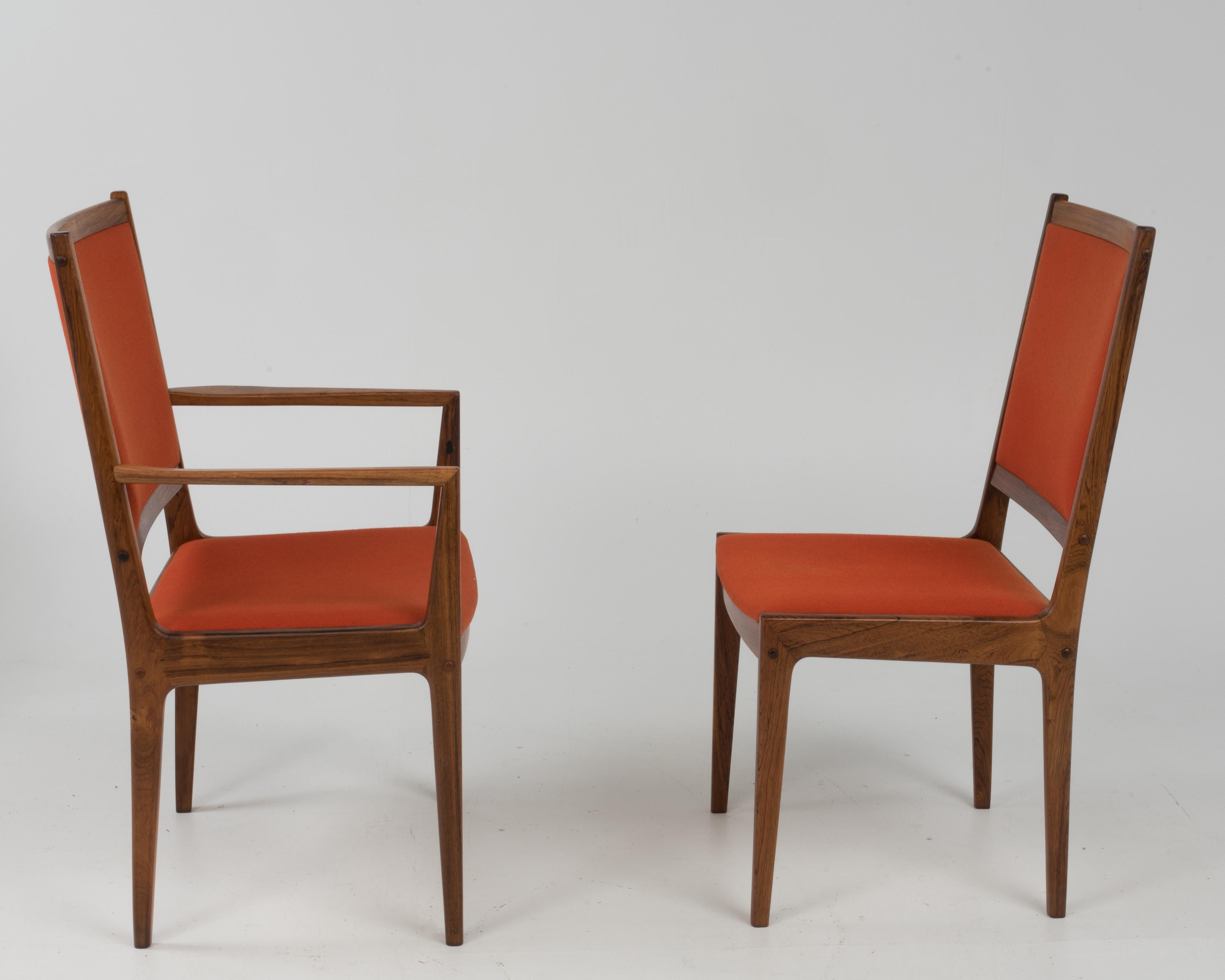 Set of 6 Bernhard Pedersen & Son Danish Modern Rosewood Dining Chairs In Good Condition In Hopewell, NJ