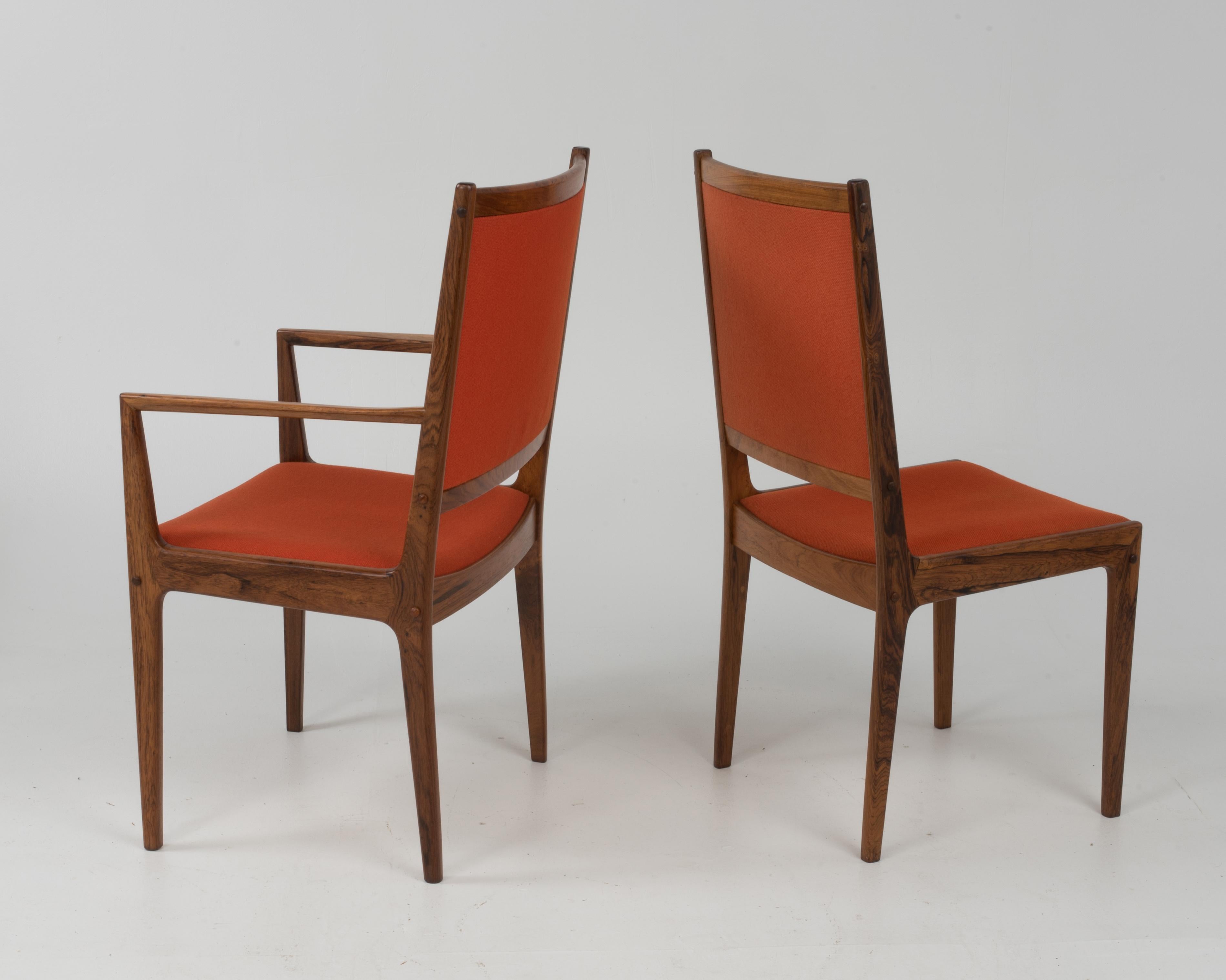Upholstery Set of 6 Bernhard Pedersen & Son Danish Modern Rosewood Dining Chairs
