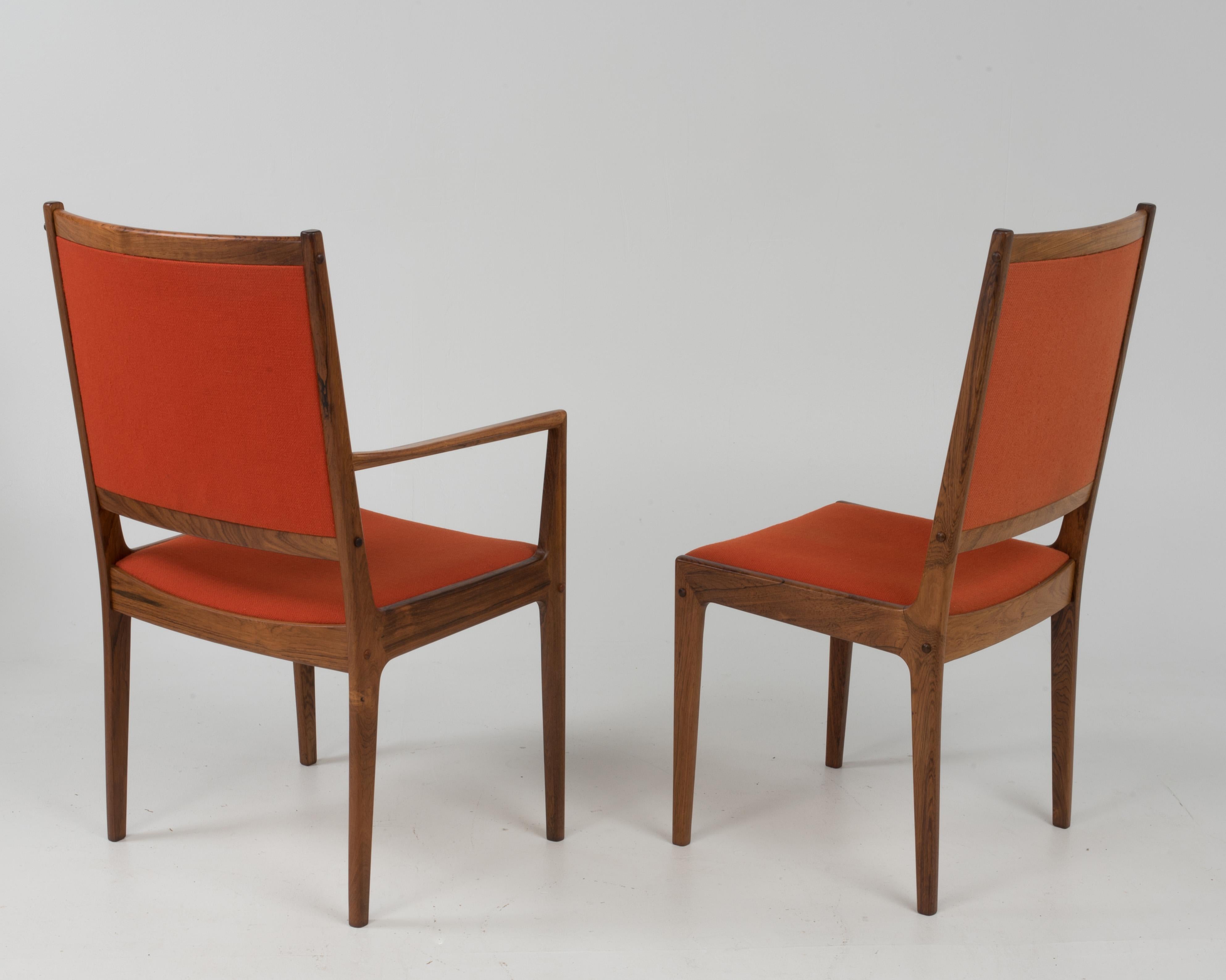 Set of 6 Bernhard Pedersen & Son Danish Modern Rosewood Dining Chairs 3