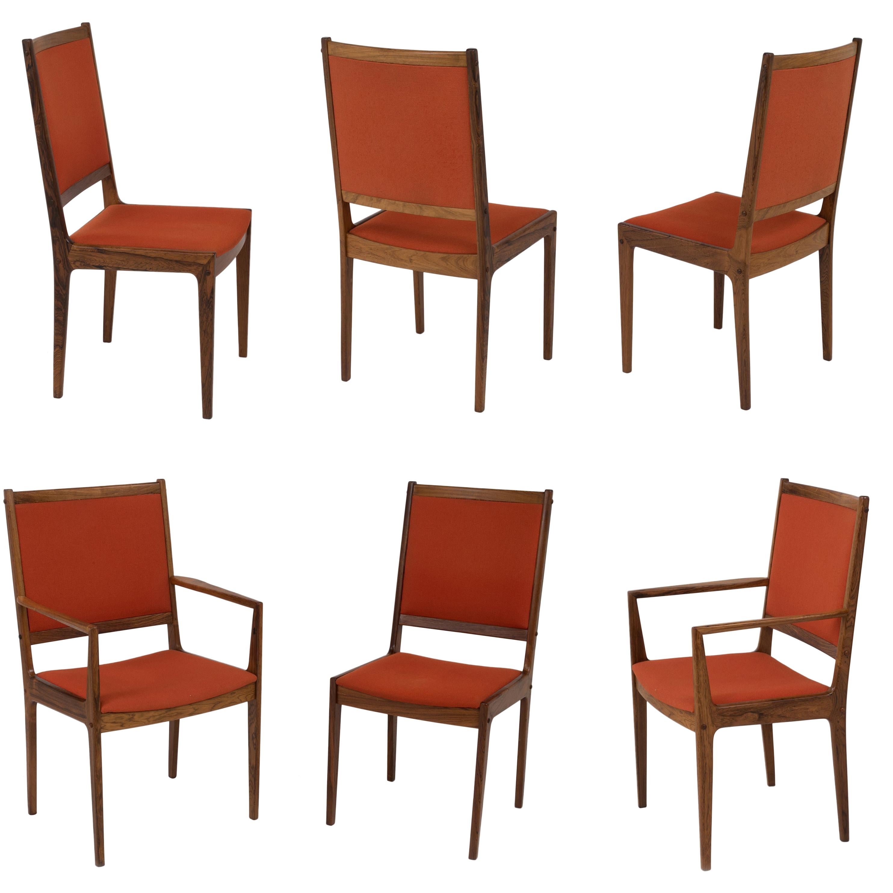 Set of 6 Bernhard Pedersen & Son Danish Modern Rosewood Dining Chairs