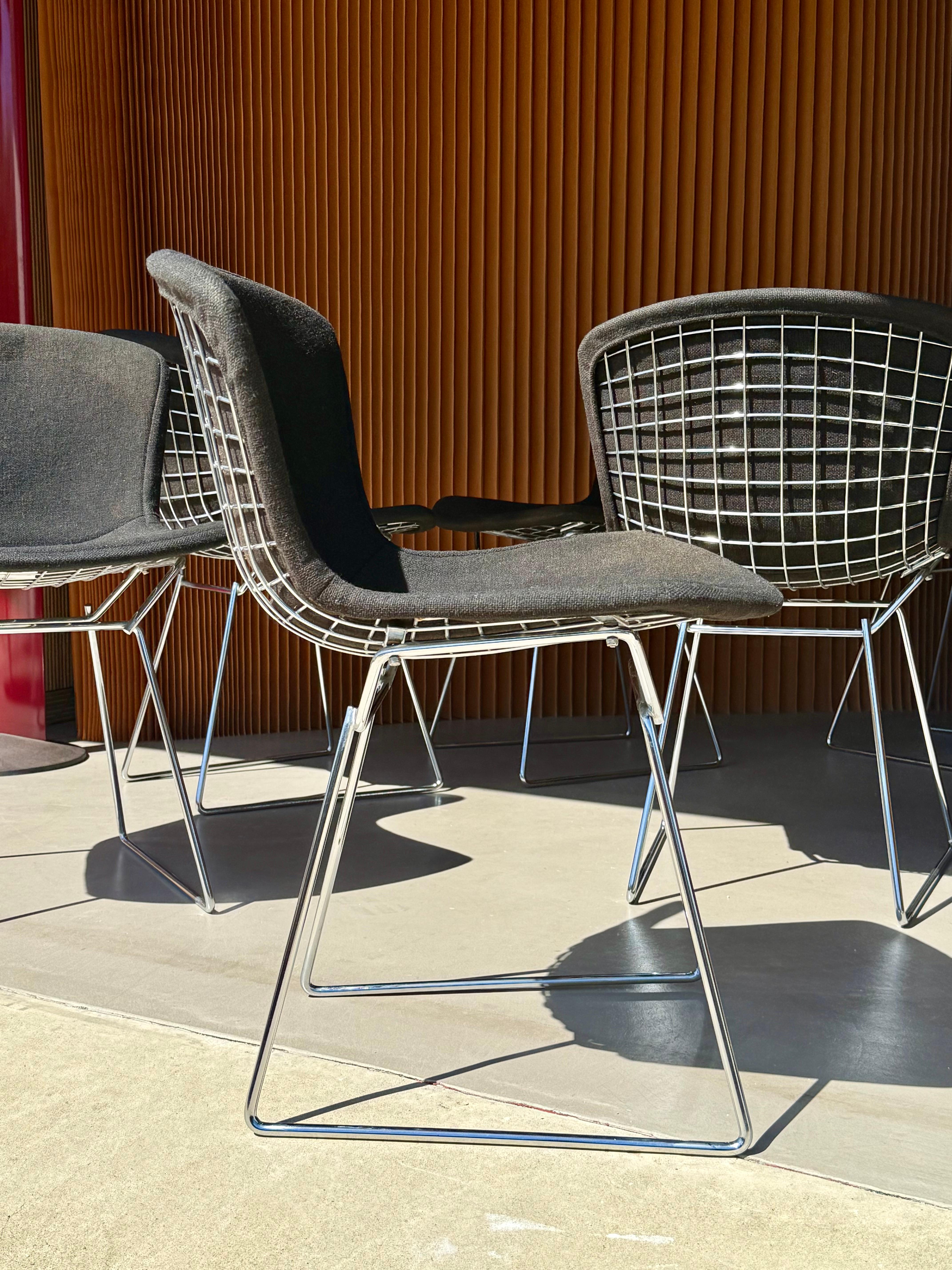 American Set of 6 Bertoia Wire Side Chair with Upholstered Shell for Knoll For Sale
