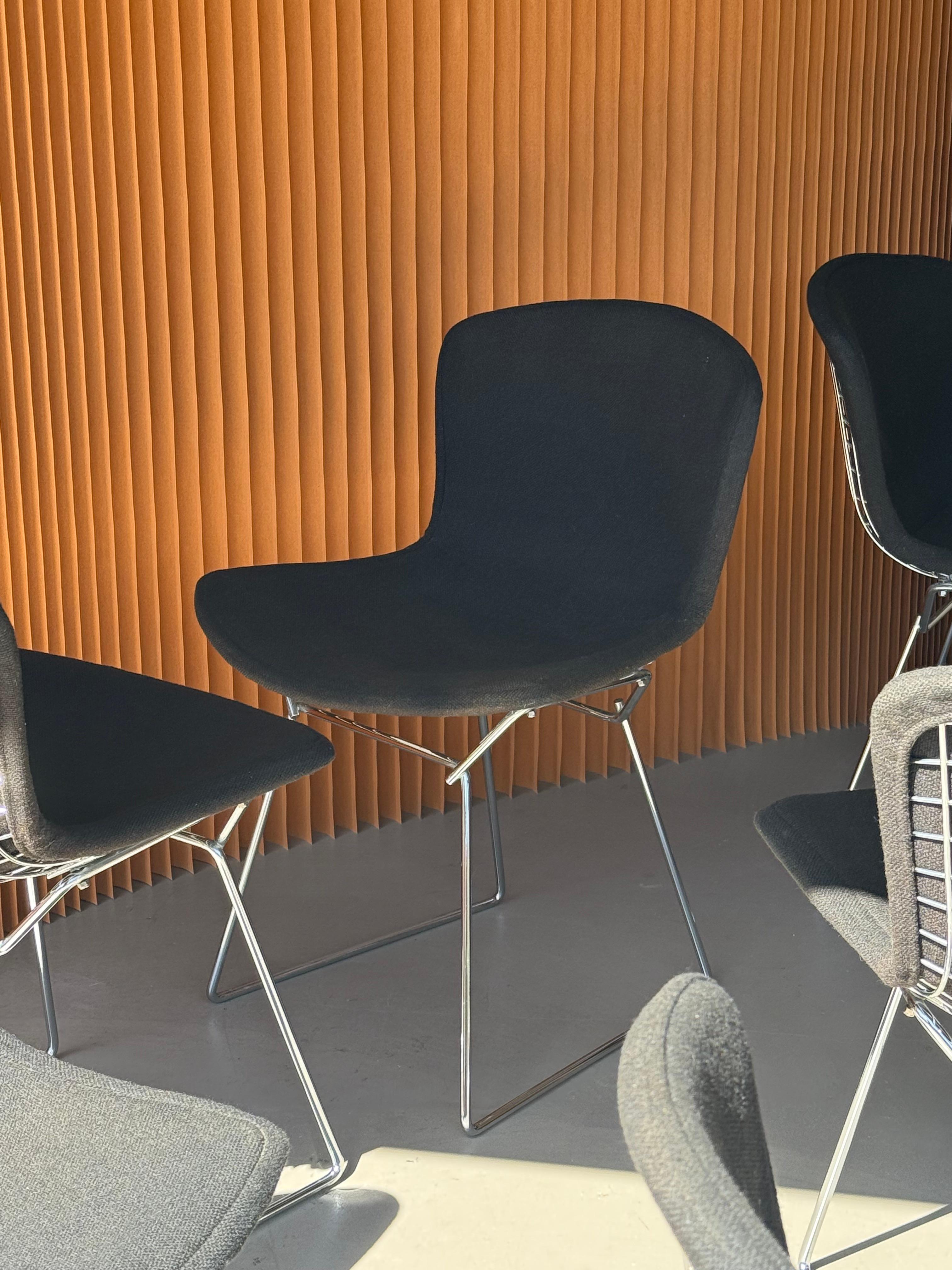 Welded Set of 6 Bertoia Wire Side Chair with Upholstered Shell for Knoll For Sale