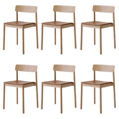 Set of 6 Betty Chairs Tk3,in Cognac Silk Leather and Oak by T & K for &Tradition