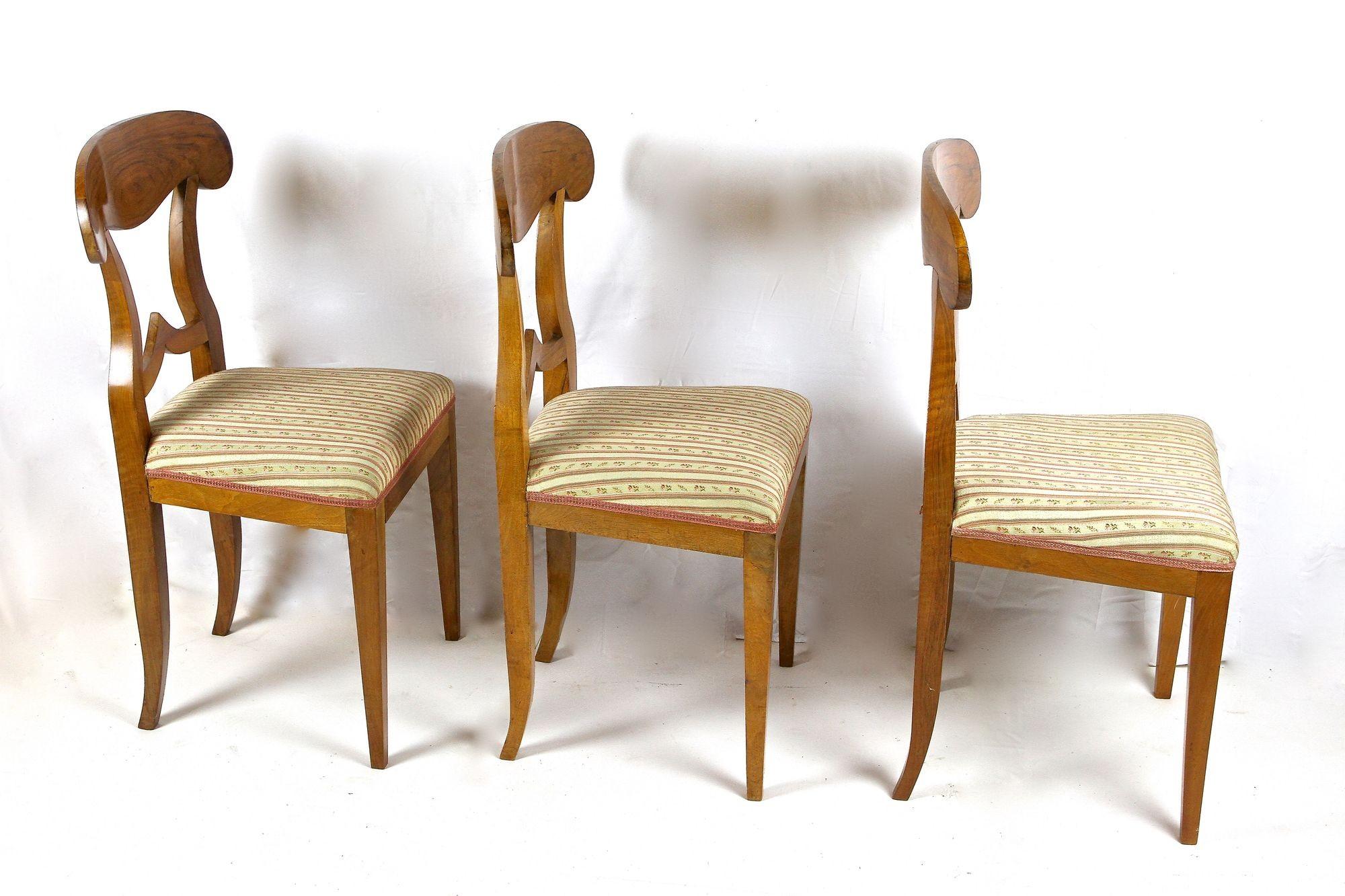 Set Of 6 Biedermeier Nutwood Shovel Dining Chairs, 19th Century, AT ca. 1830 For Sale 5