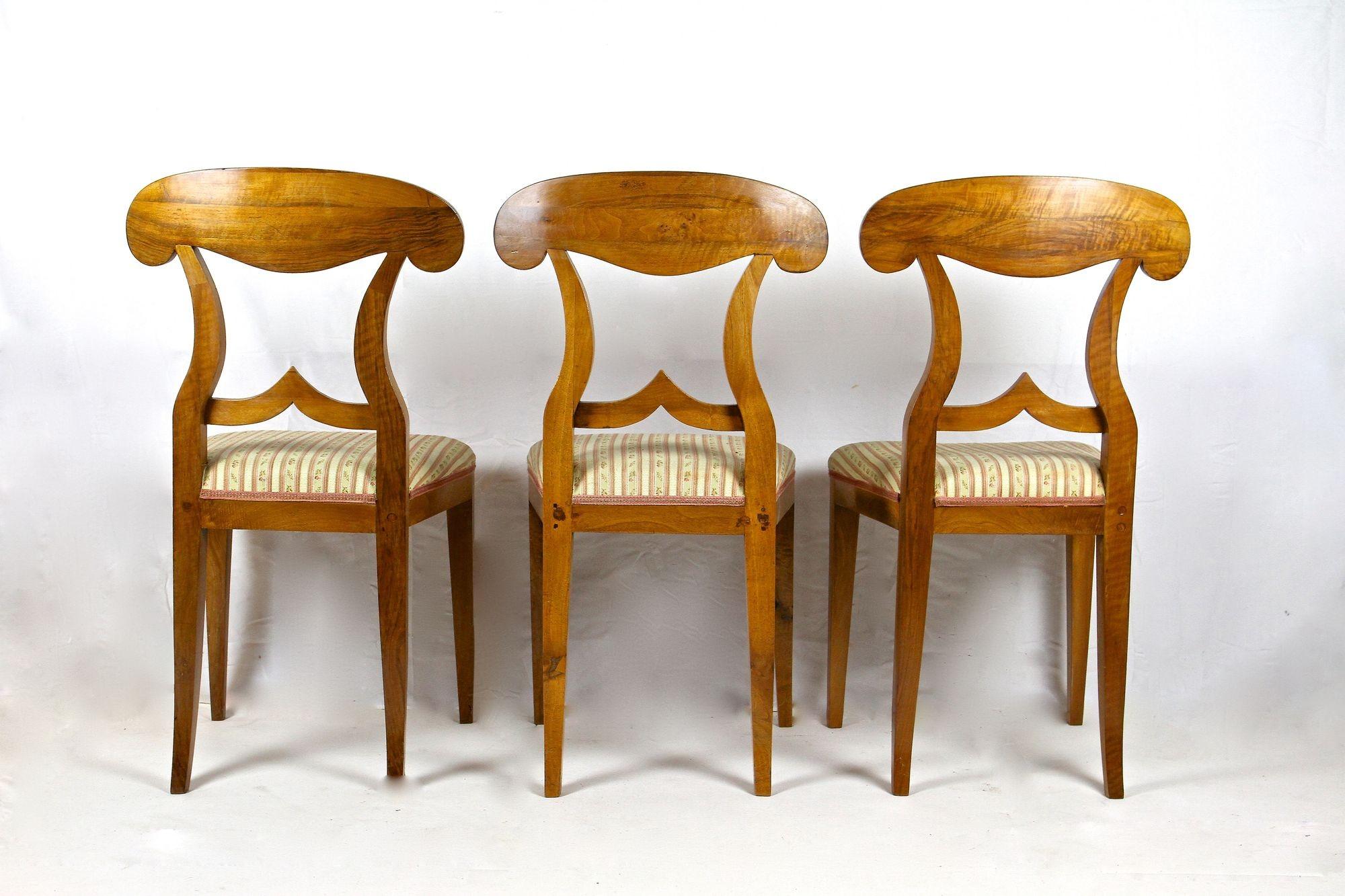 Set Of 6 Biedermeier Nutwood Shovel Dining Chairs, 19th Century, AT ca. 1830 For Sale 7