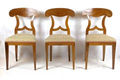 Set Of 6 Biedermeier Nutwood Shovel Dining Chairs, 19th Century, AT ca. 1830